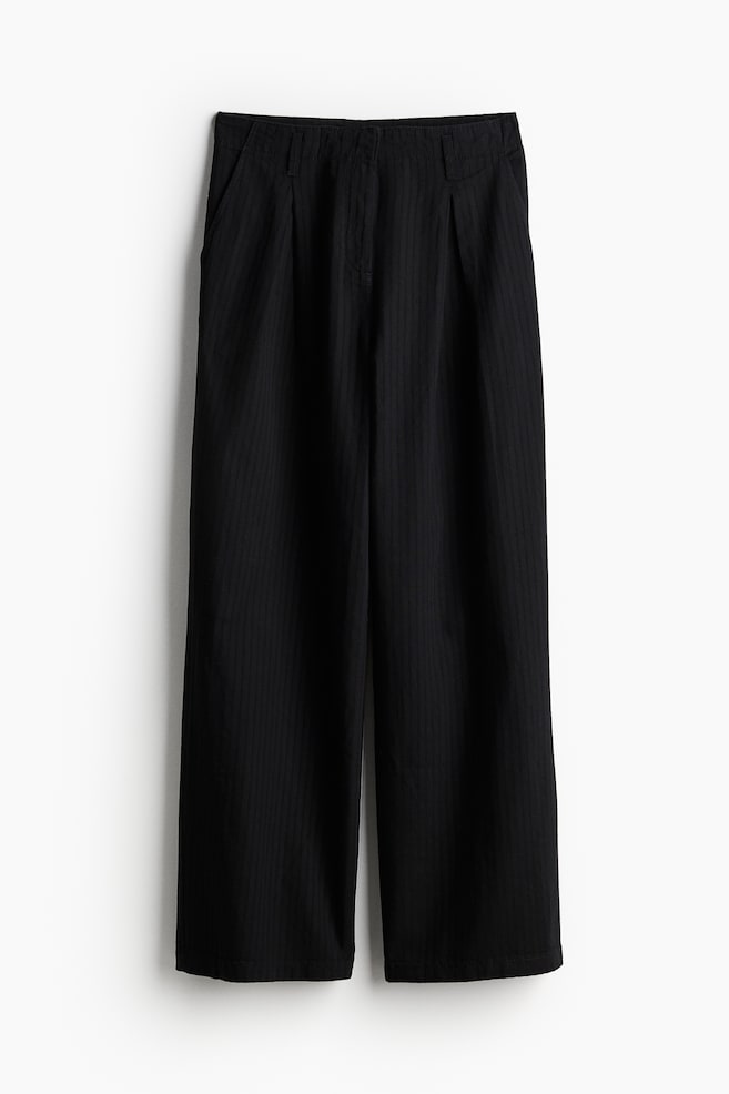Weite Hose aus Leinenmix - Schwarz - 1