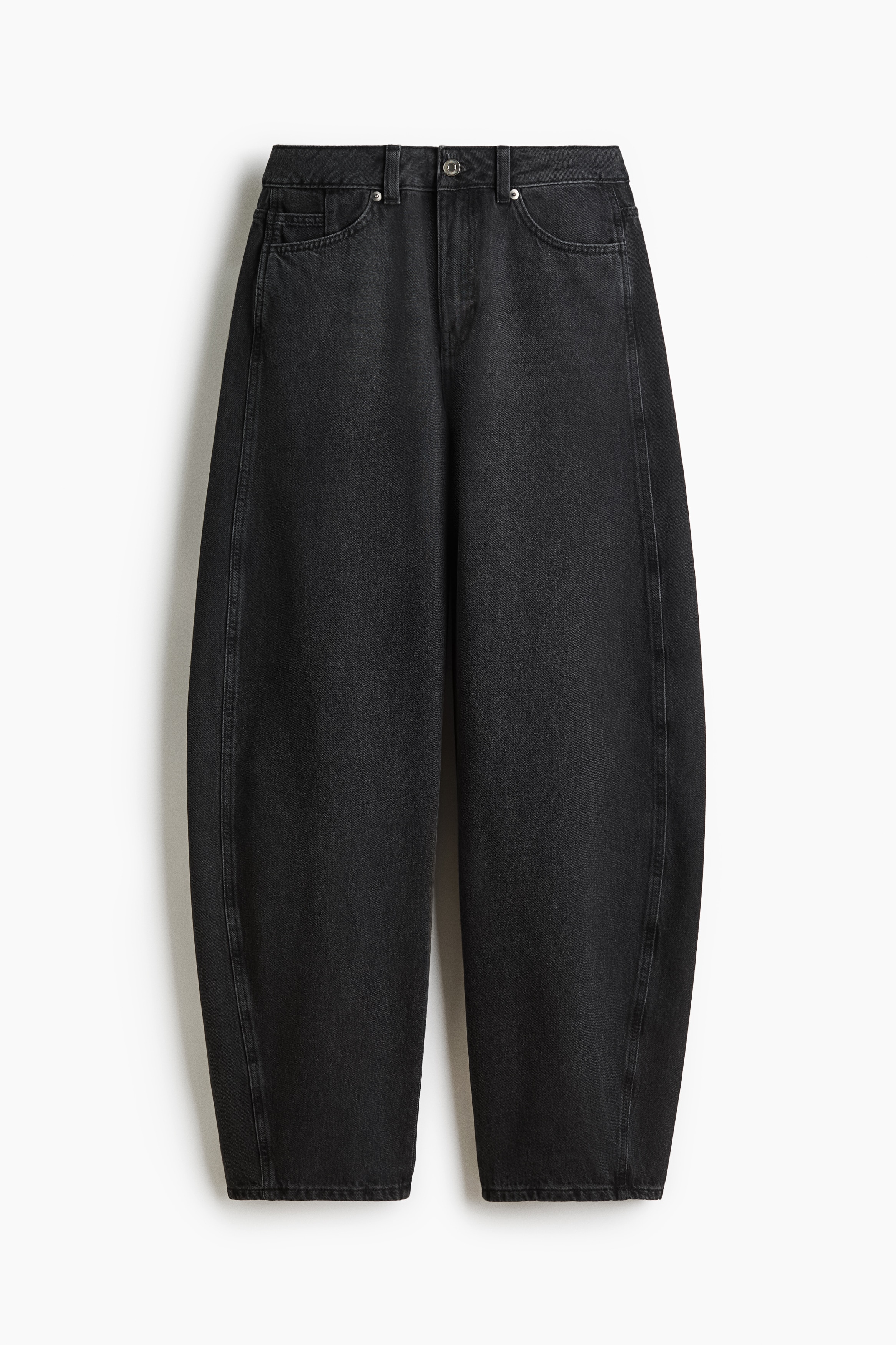 Barrel Leg High Waist Jeans - Vasket sort/Lysegråmeleret/Denimblå