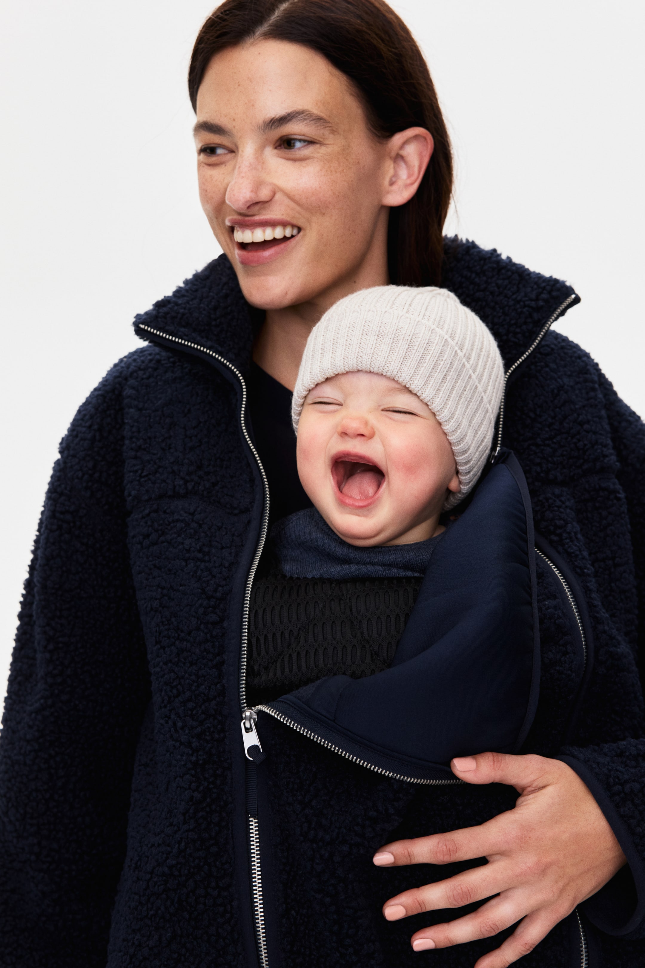 View larger image: MAMA Before & After Babywearing teddy jacket - Navy blue - Ladies | H&M MY 2