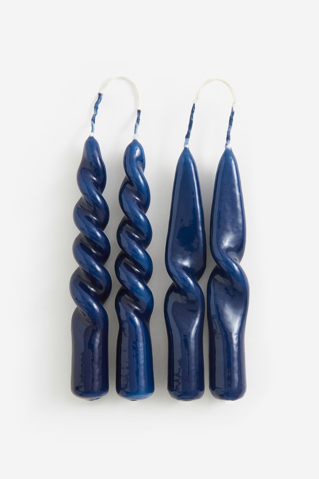 4-pack mini spiral candles - Dark blue - 1