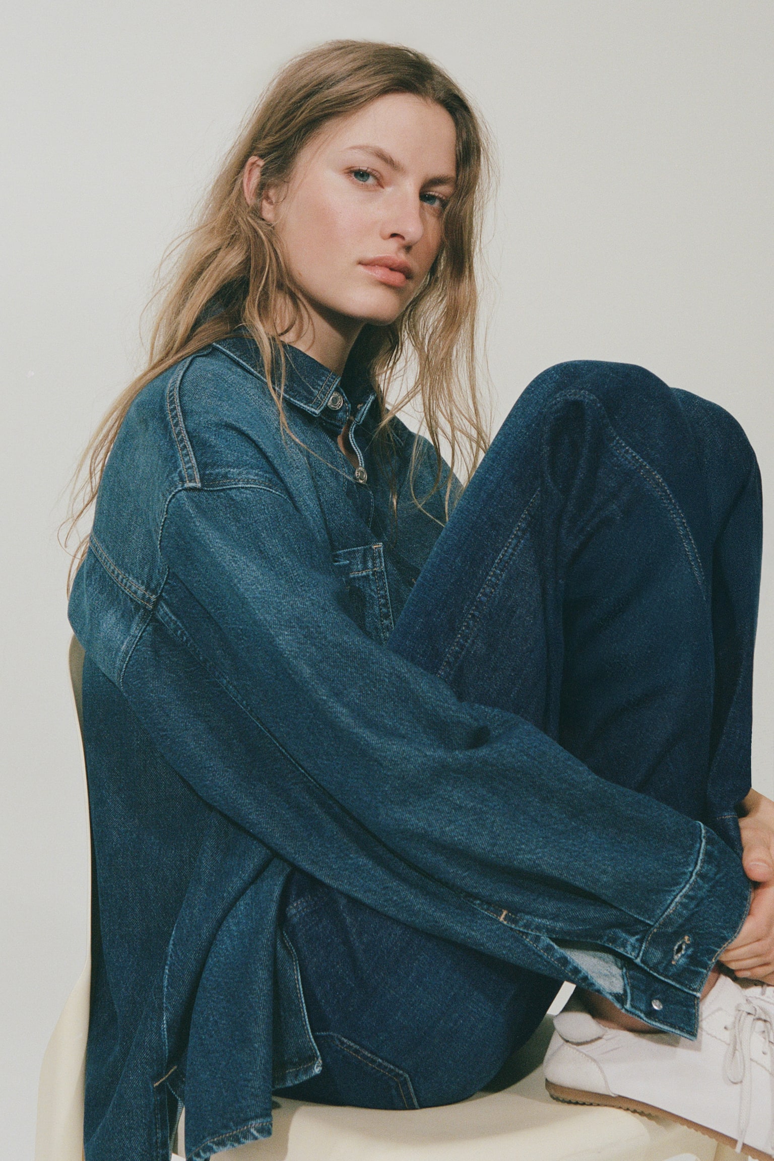 Wide High Jeans - Синій денім/Синій денім/Світло-блакитний денім/Світло-бежевий - 1