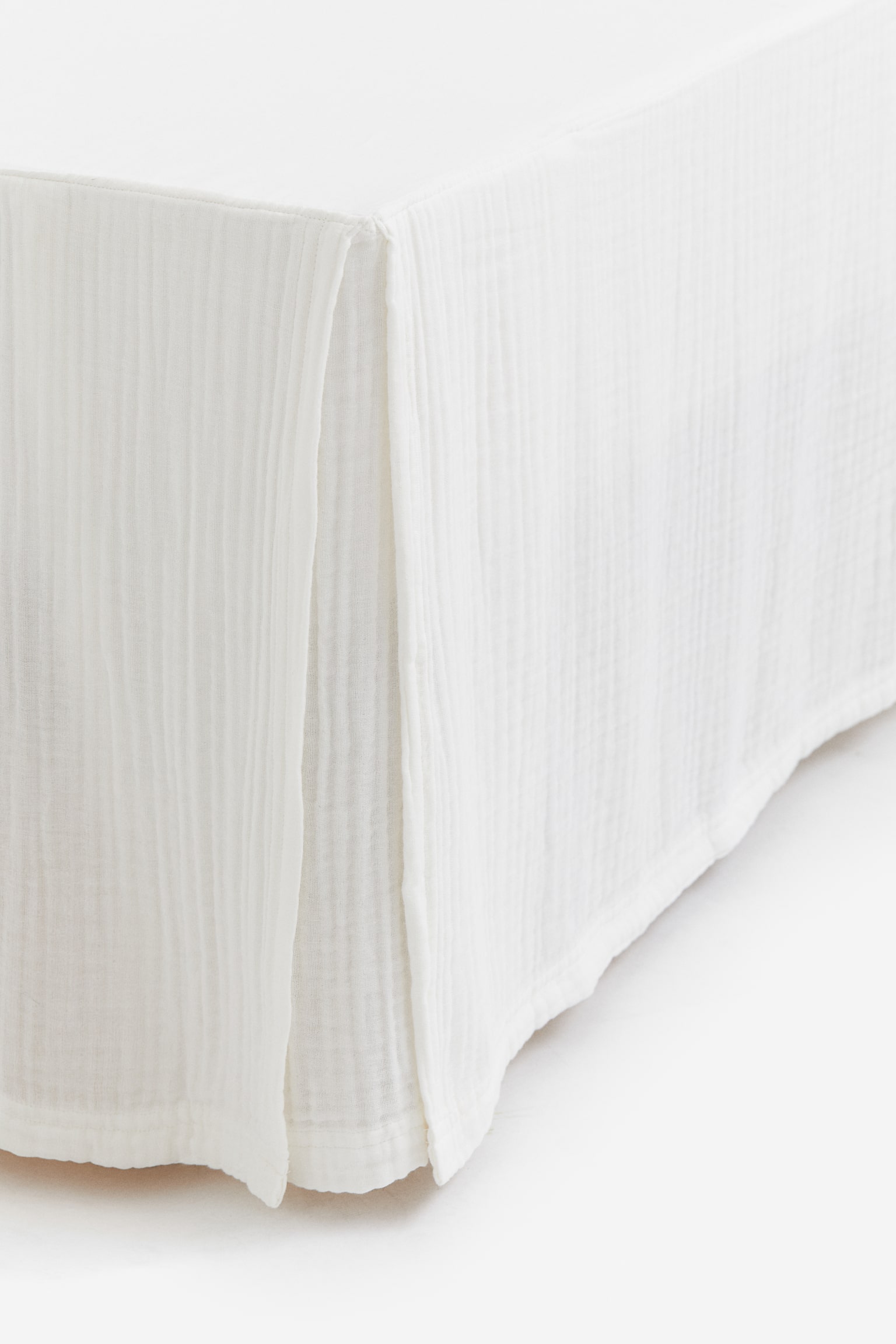 Cotton muslin single valance - White/Light beige - 1