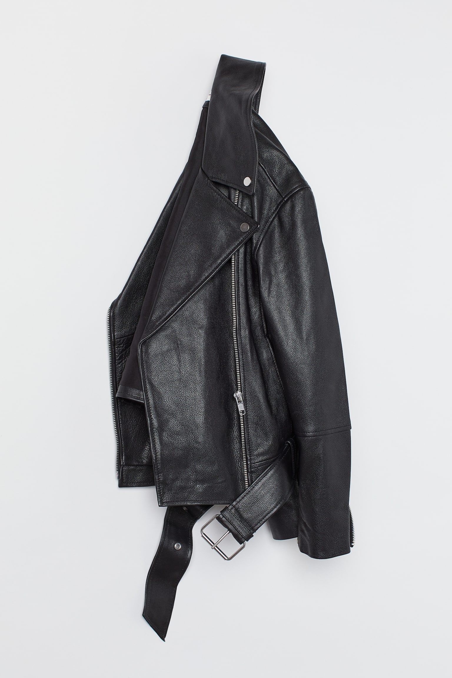 Kožená motorkářská bunda - Černá - 3