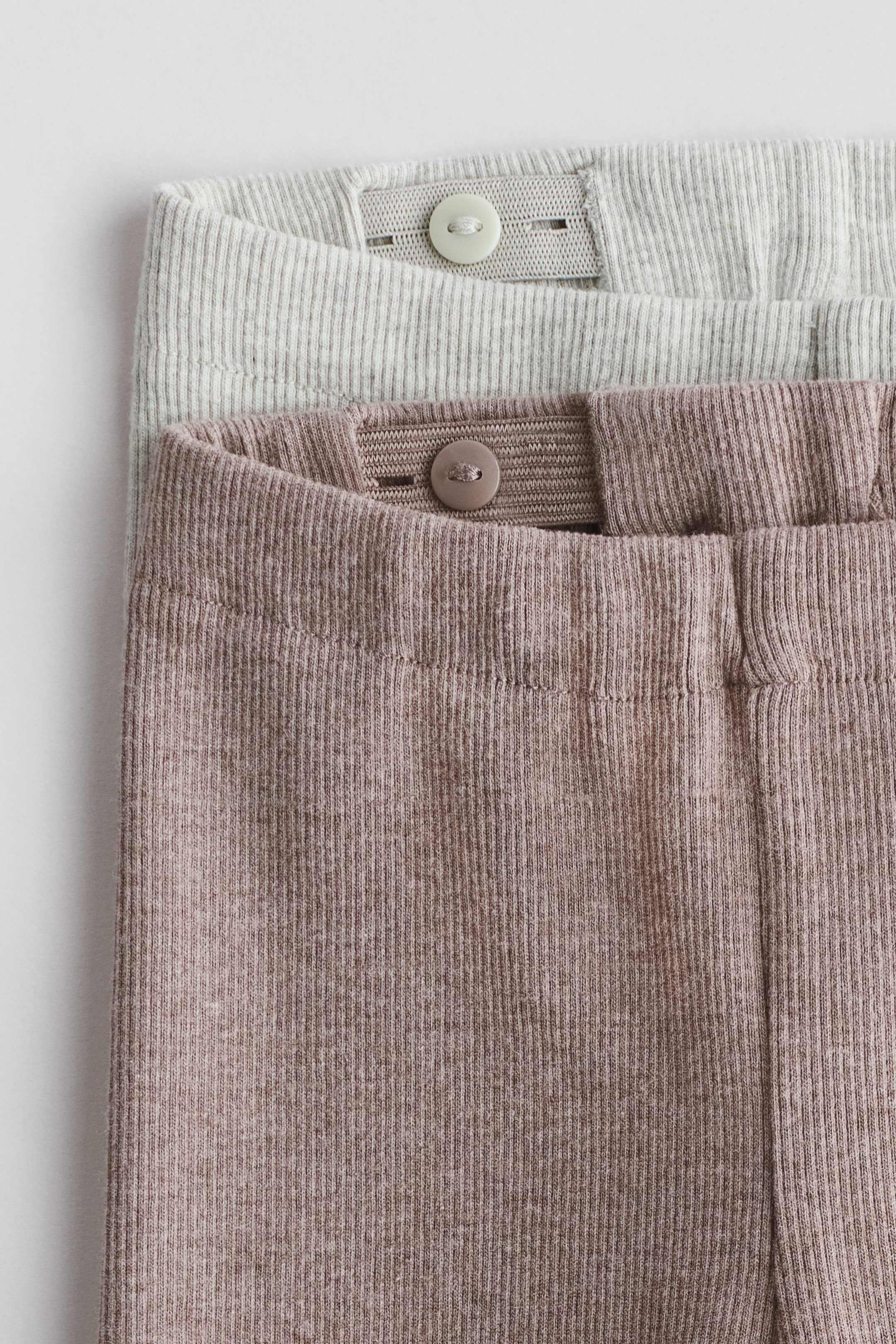 View larger image: 2-pack ribbed cotton leggings - Light green/Beige - Kids | H&M IE 2