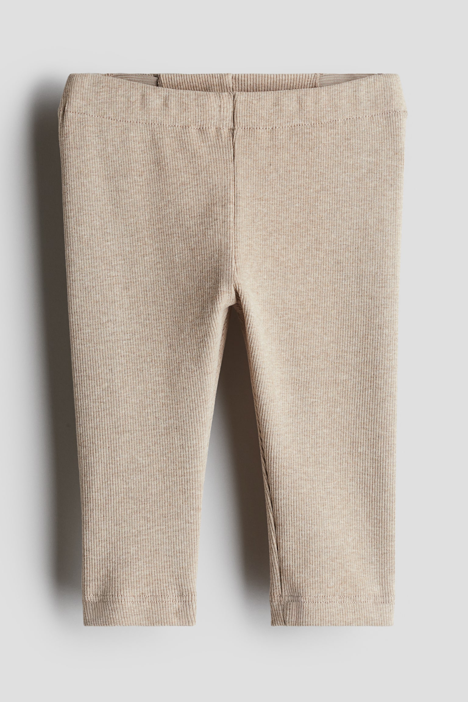 Детские леггинсы H&M Ribbed Cotton, цвет: Бежевый меланжевый — фото 1