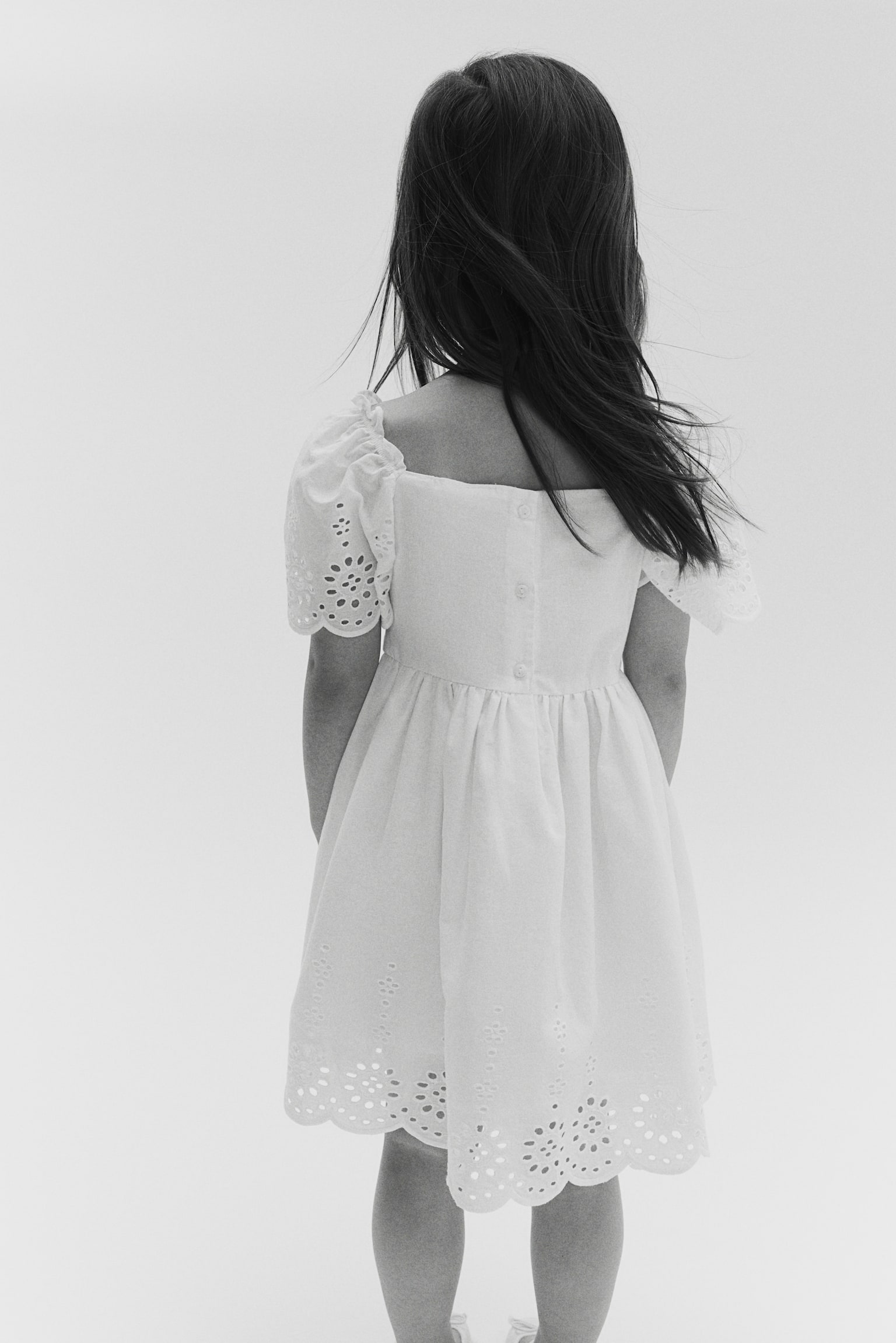 Cotton dress with broderie anglaise - White - 5