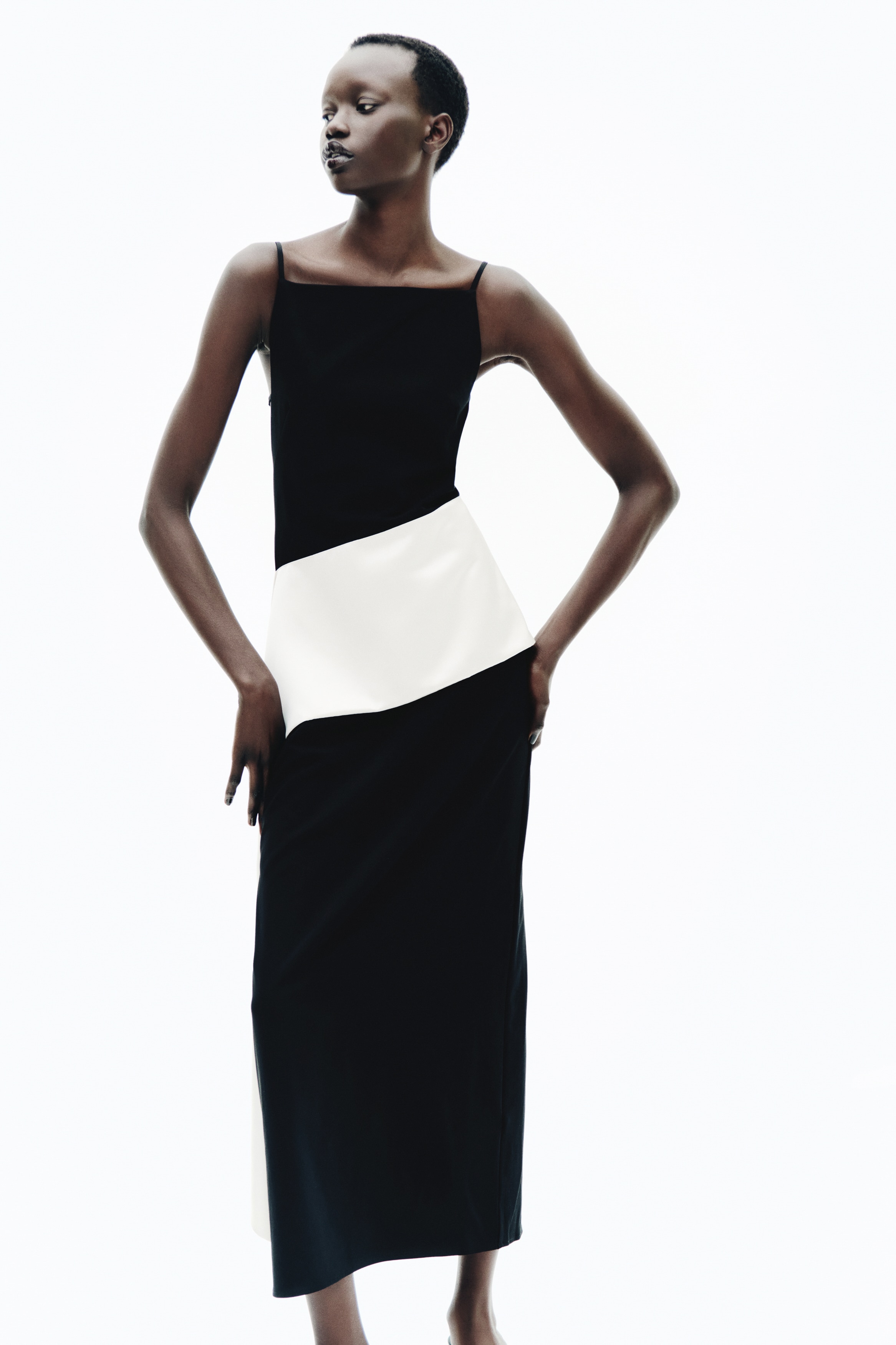 Panel-detail strappy dressModel