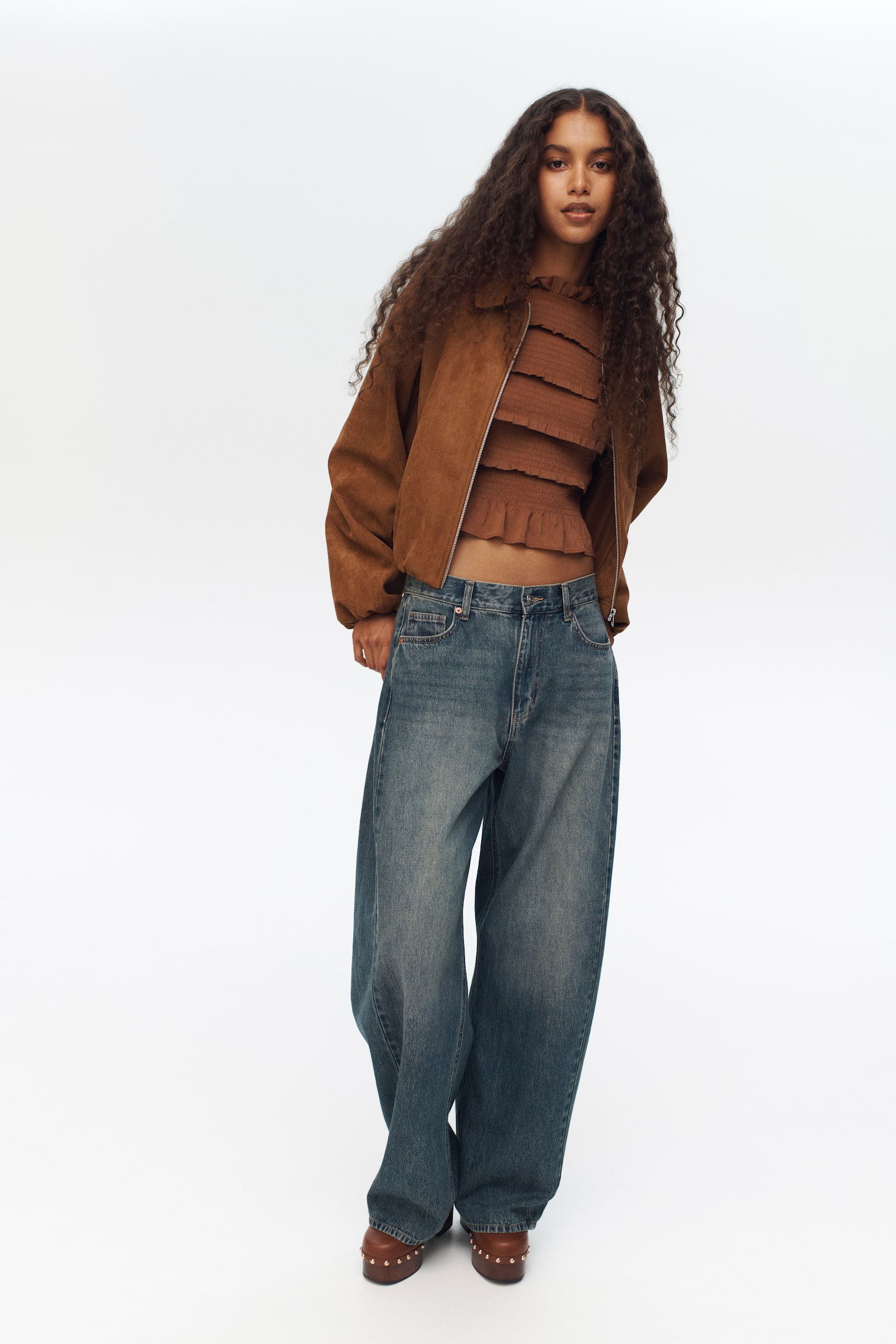 Barrel Regular Waist Jeans - Dunkles Denimblau/Denimblau - 1