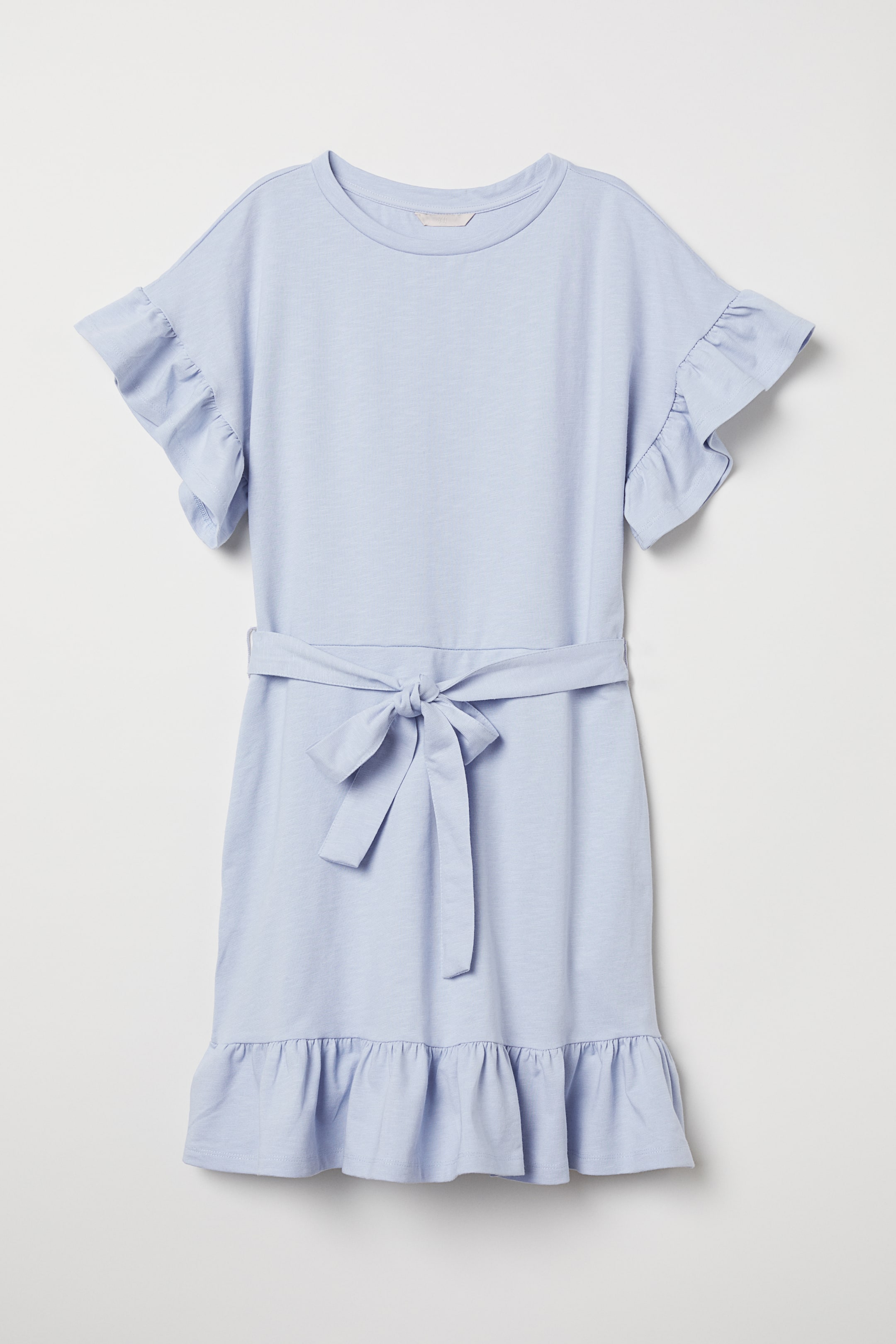 View larger image: Flounced jersey dress - Light blue - Ladies | H&M 1