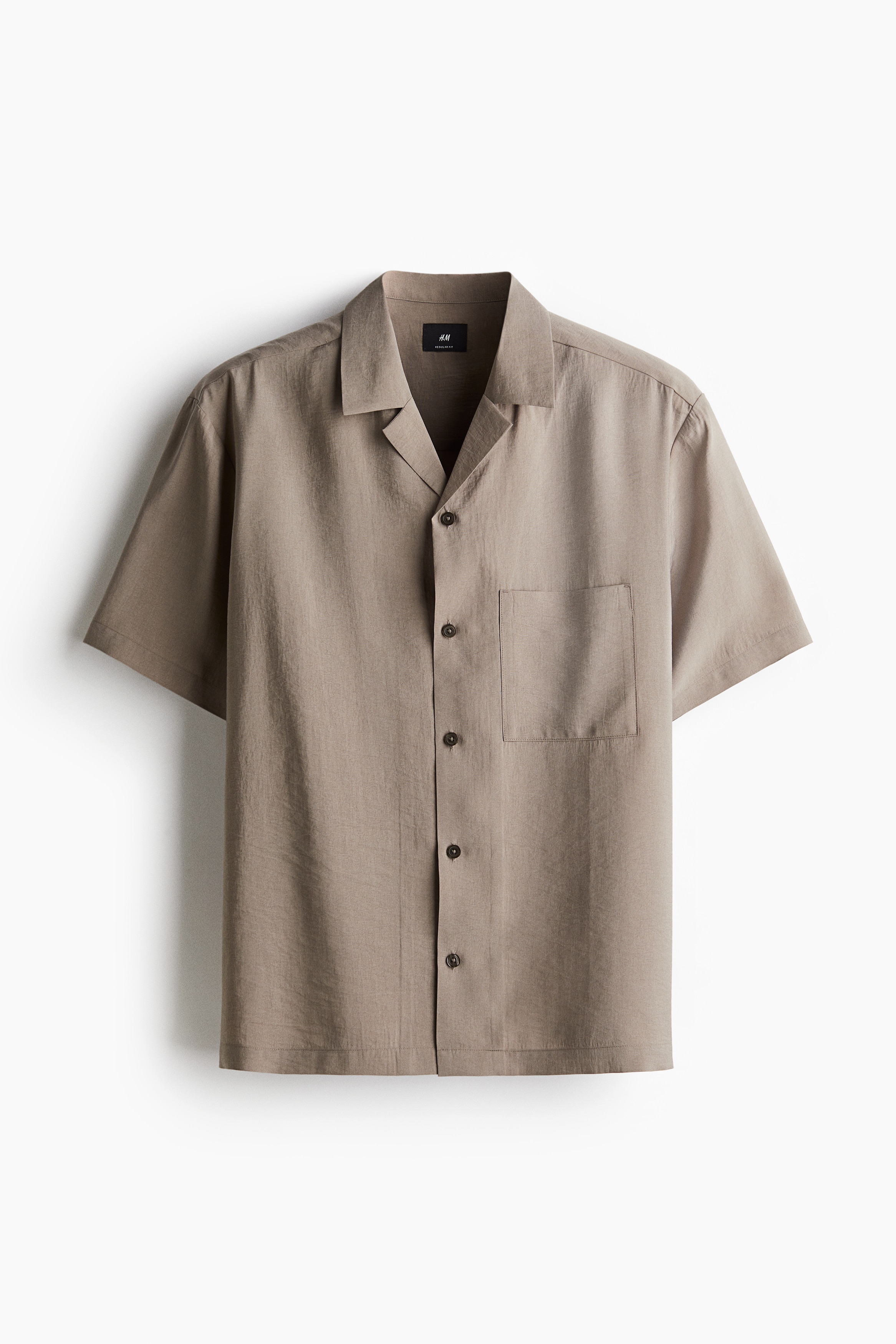 Camisa resort Loose Fit - Beige oscuro/Negro