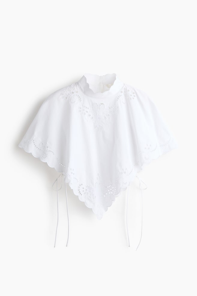 Broderie anglaise cape top - White - 1