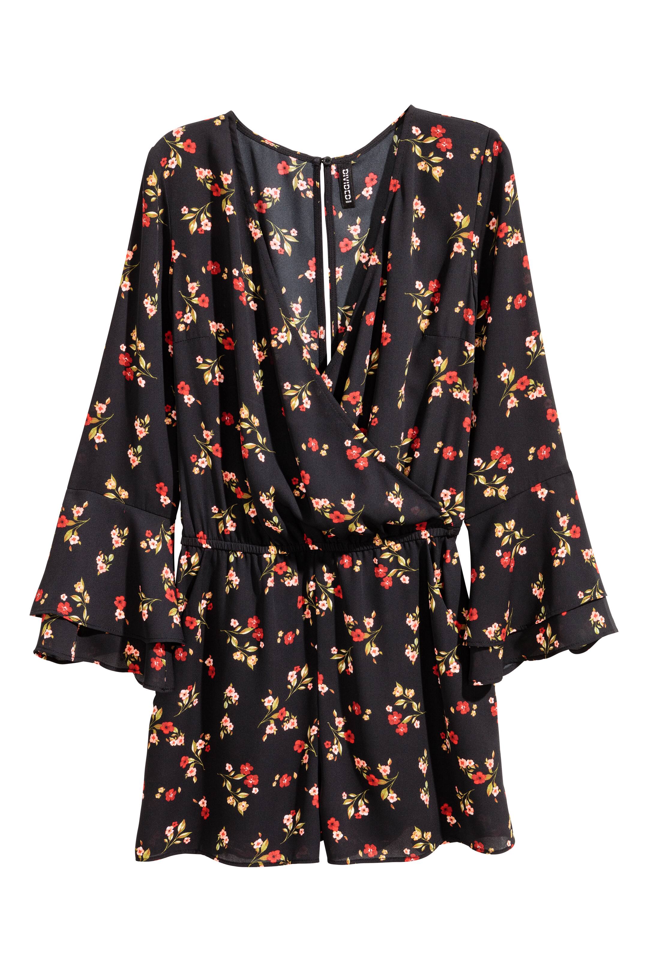 Grotere afbeelding bekijken: Jumpsuit - Zwart/bloemen - DAMES | H&M NL 1