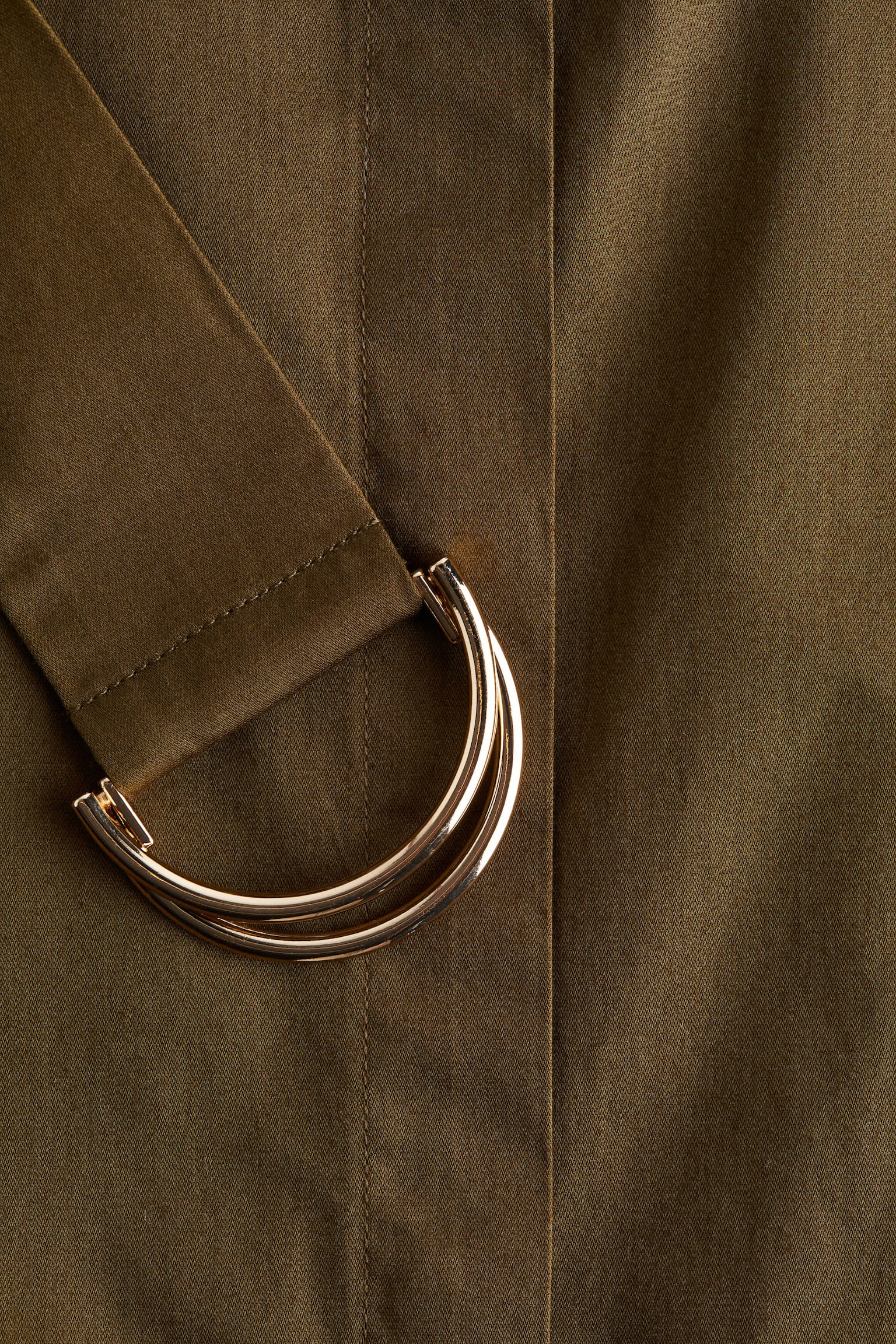 Váy sơ mi bằng poplin có thắt lưng - Màu xanh kaki - 3