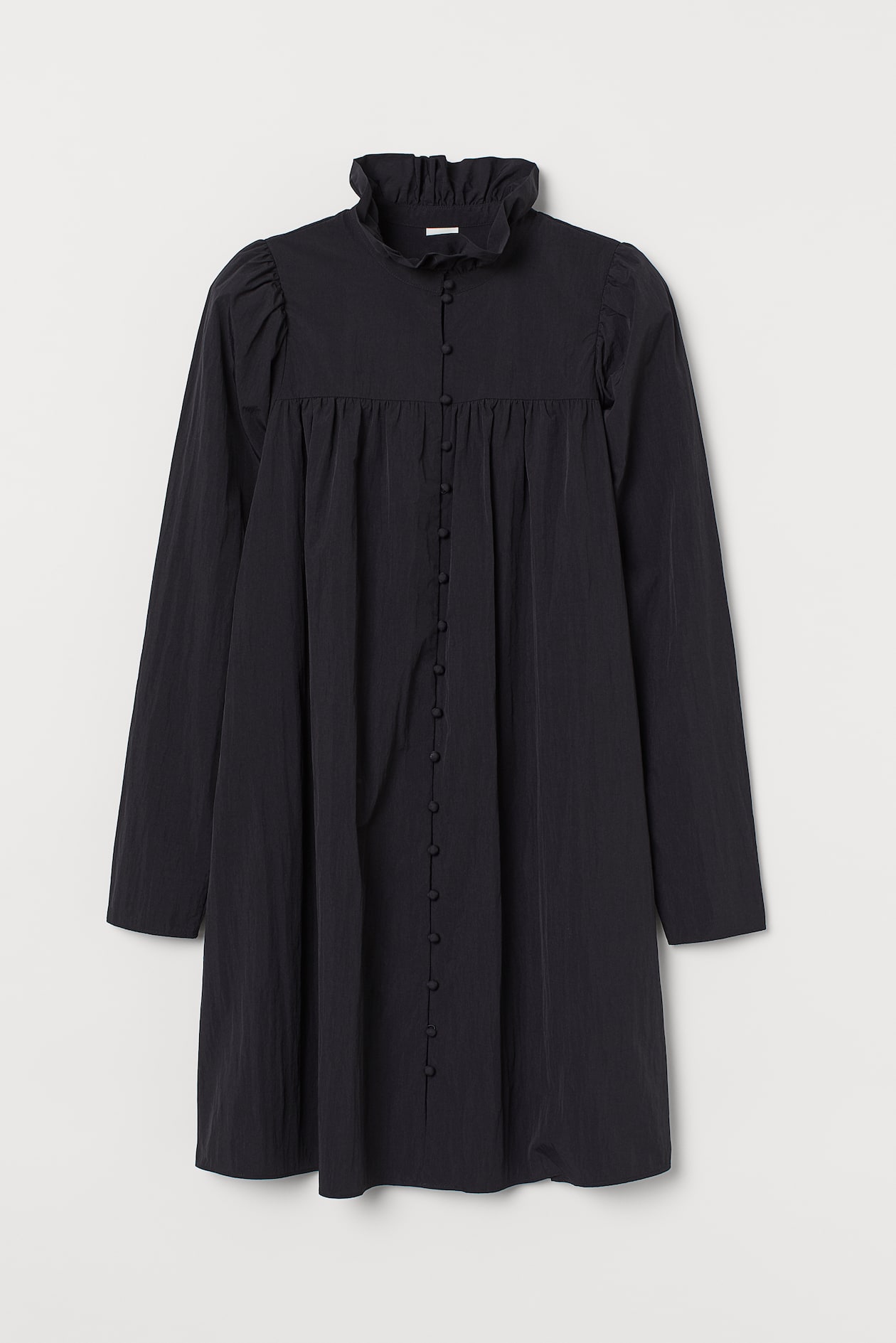 Frill-collared dress - Long sleeve - Short - Black - Ladies | H&M GB