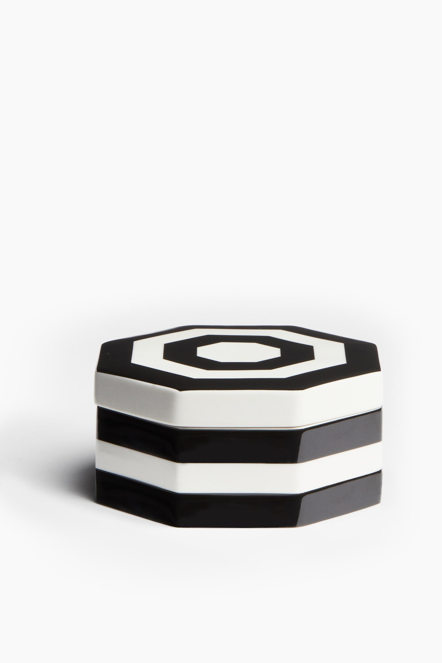 Small porcelain storage box - Black/Striped - 1