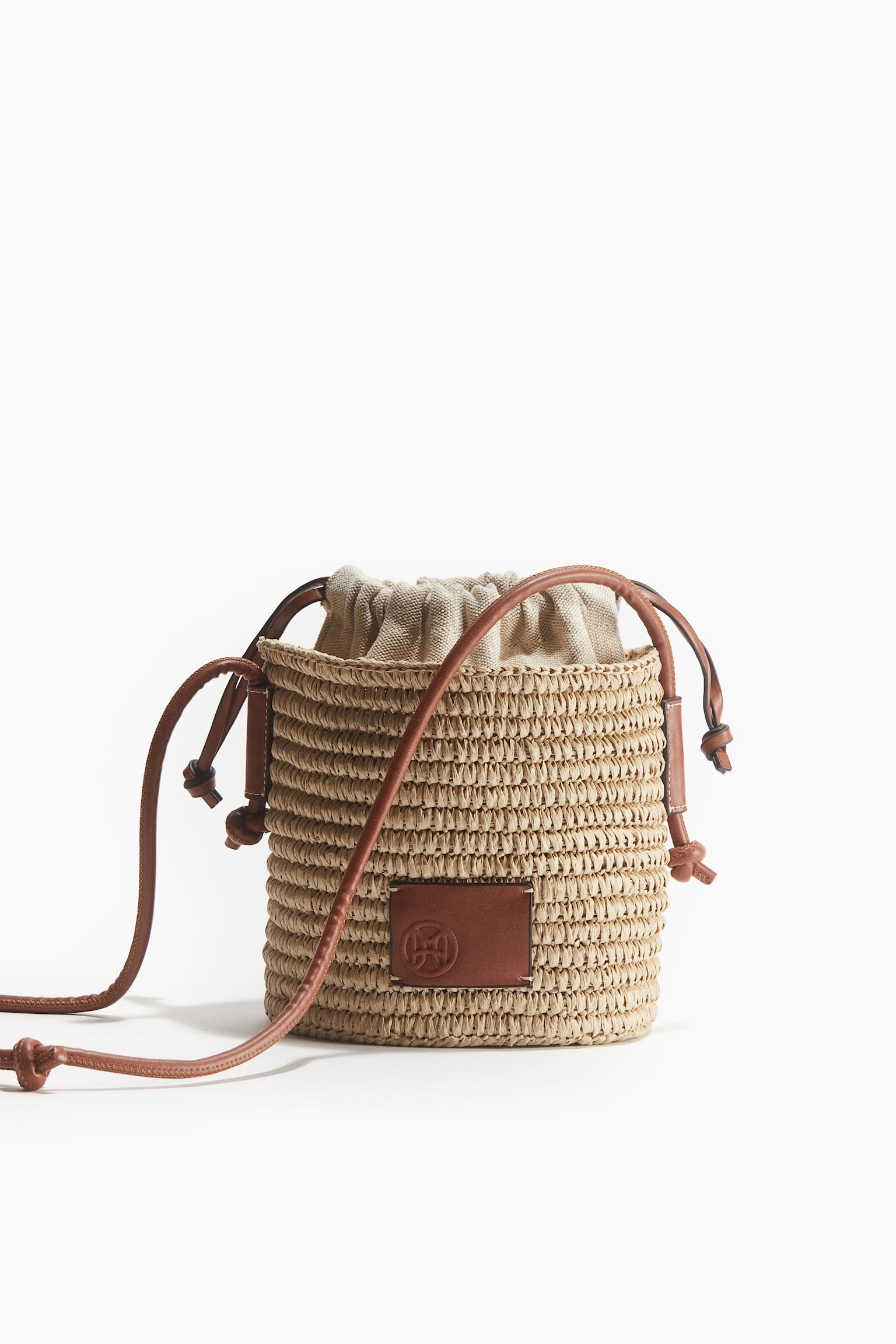 Straw Bucket Bag - Beige - 2