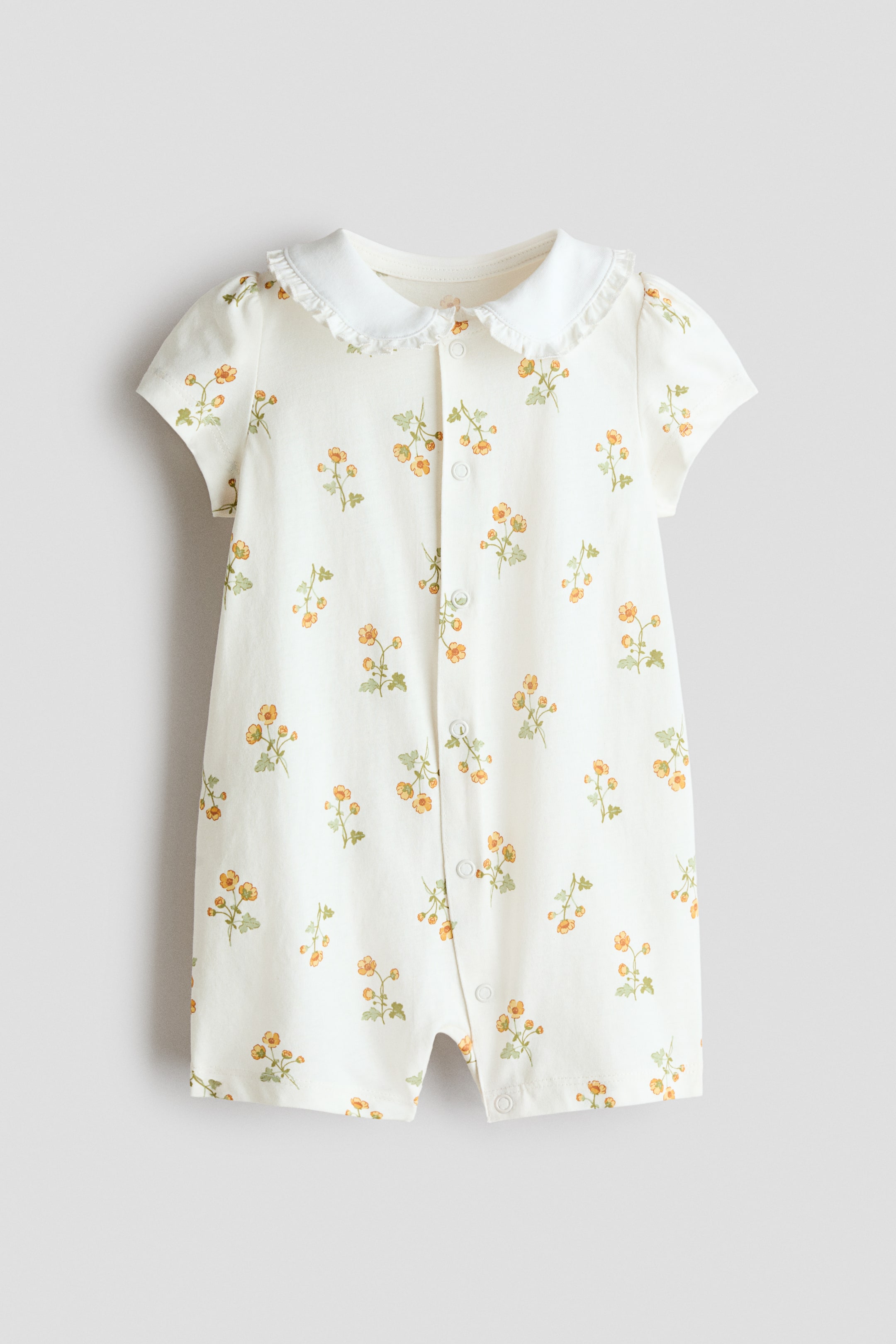 View larger image: Collared cotton sleepsuit - White/Floral - Kids | H&M 1