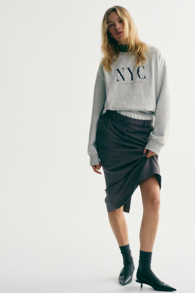 Sweatshirt with Text Motif - Light gray melange/NYC/Dark gray/Brunch/Light gray/Athletics/Orange/Paris/Cream/Le Club/Navy blue/Paris/Rust red/Paris/Light turquoise/Art Collective/Burgundy/Running Club/Olive green/Ce Soir - 2