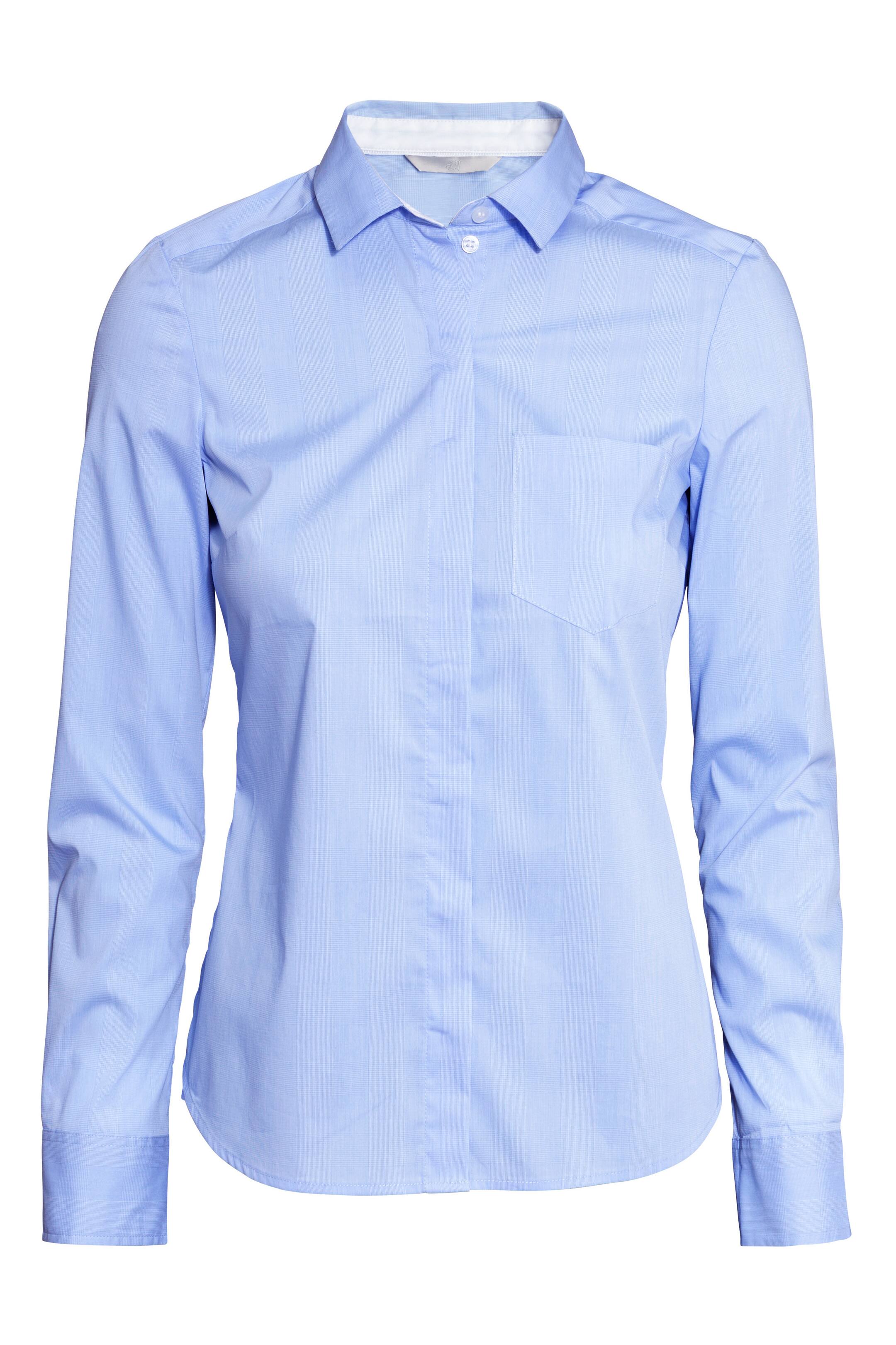 Ver imagem maior: Camisa stretch - Azul claro/Quadrados - SENHORA | H&M PT 1