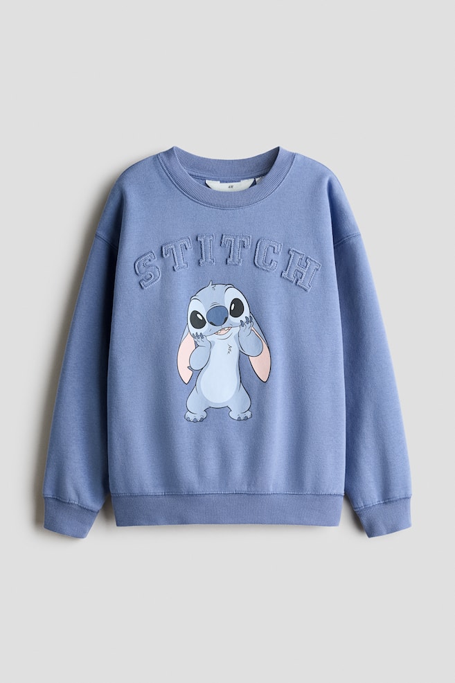 Oversized Sweatshirt with Printed Motif - Dusty blue/Lilo & Stitch/Purple/SmileyWorld®/White/Lilo & Stitch/Dark gray/KPop Demon Hunters/White/Snoopy/Blue/Lilo & Stitch - 1
