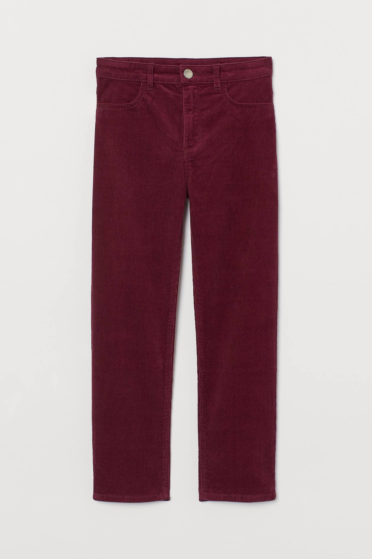 Corduroy Pants - Regular waist - Long - Dark red - Kids | H&M US