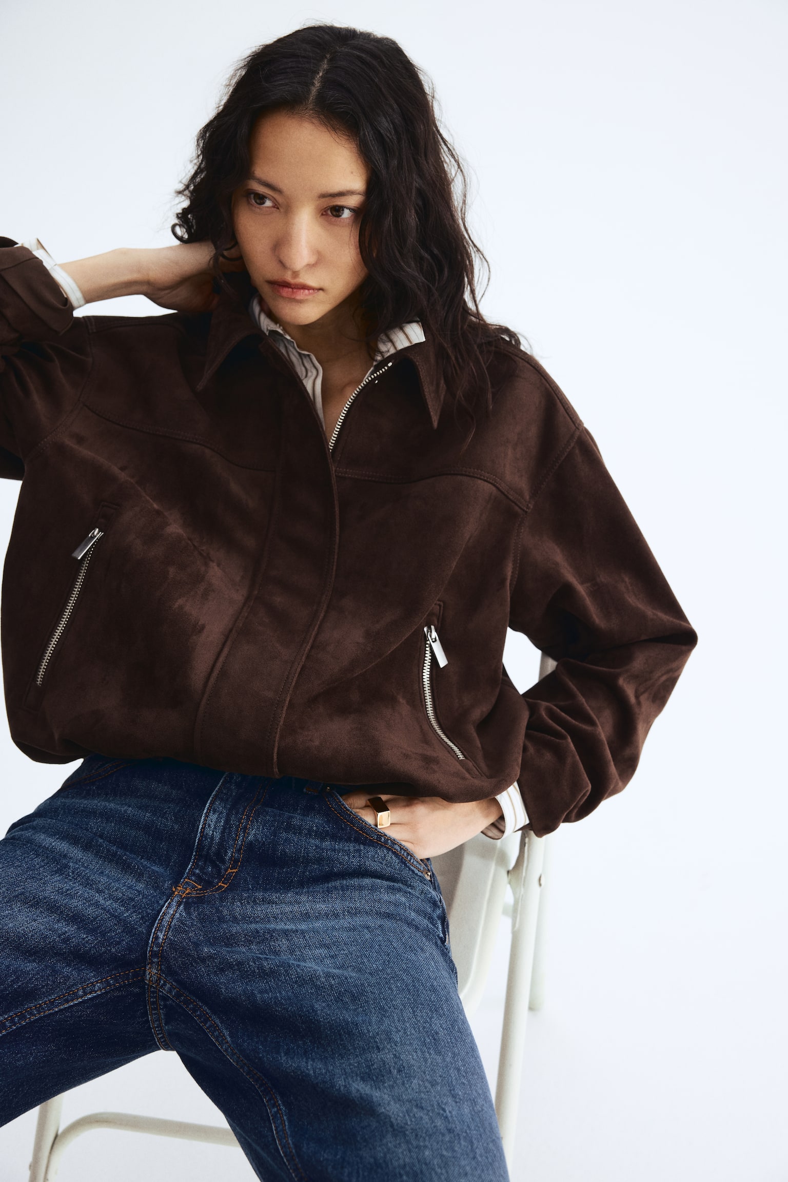 Gepeachte Jacke - Dunkelbraun/Braun - 2