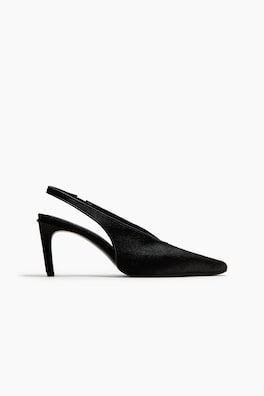 Slingbacks i läder med klack