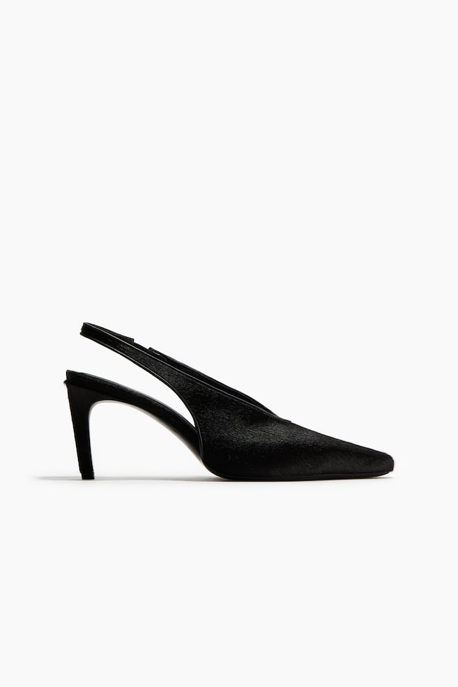Hohe Slingpumps aus Leder - Schwarz - 1