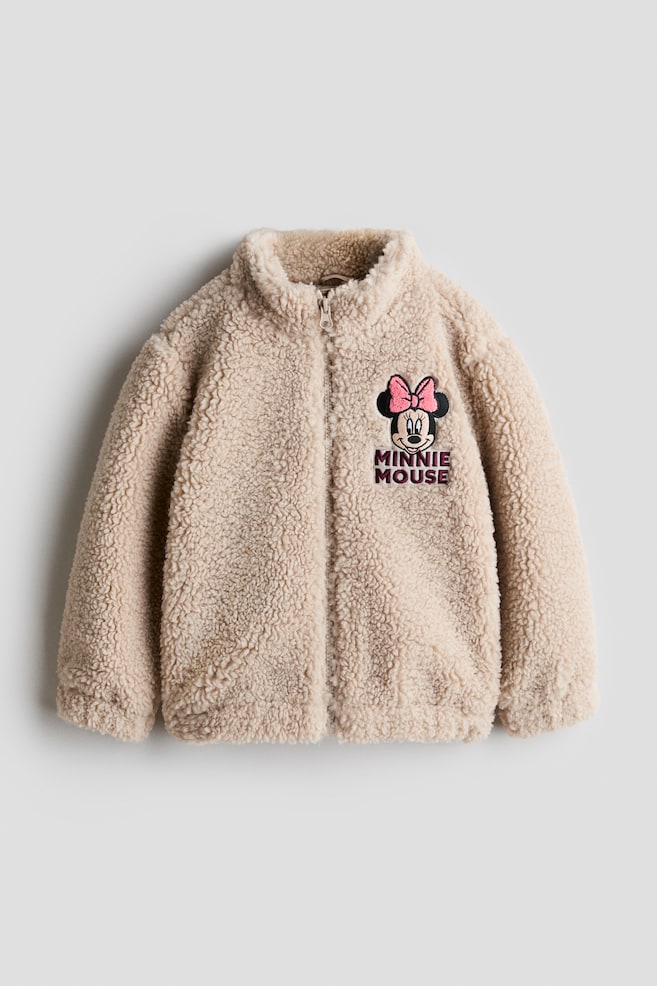 Appliquéd Teddy Fleece Jacket - Light beige/Minnie Mouse/White/CapyFun/Heather purple/Hello Kitty - 1
