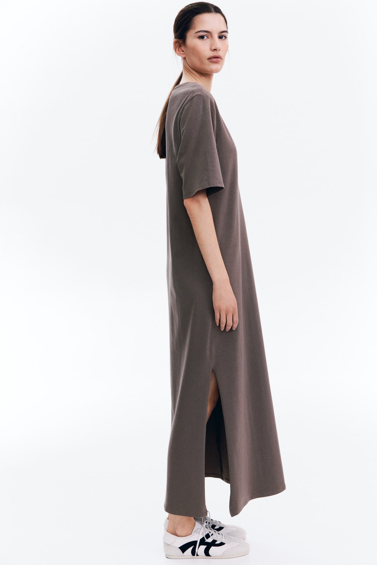Long Sleeve T Shirt Dresses Long Sleeve Crewneck T-Shirt Dress L / Black