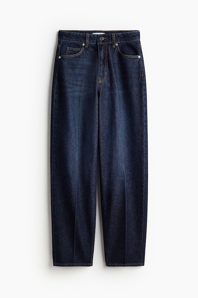 Creased Tapered Jeans - Dark denim blue - 1