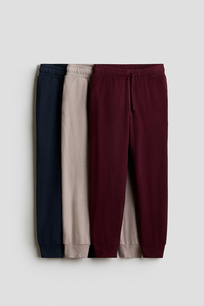 3-Pack Cotton Joggers - Navy blue/dark red/Black/gray melange/navy blue/Navy blue/khaki green/Gray/black/Red/light blue/dark green/Turquoise/black - 1