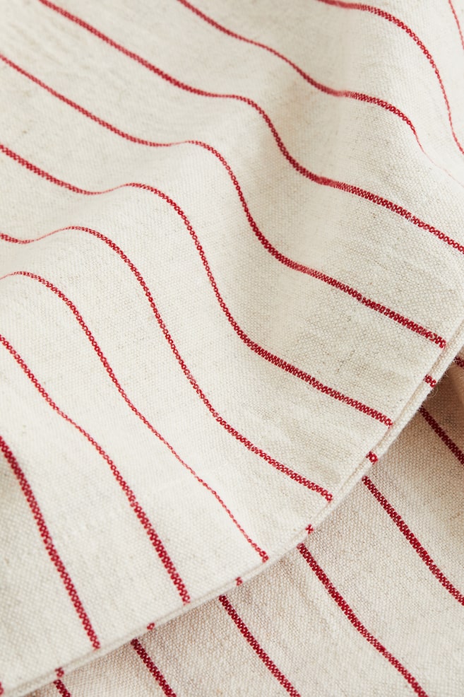 Striped linen-blend tablecloth - White/Striped/Light beige/Striped - 2