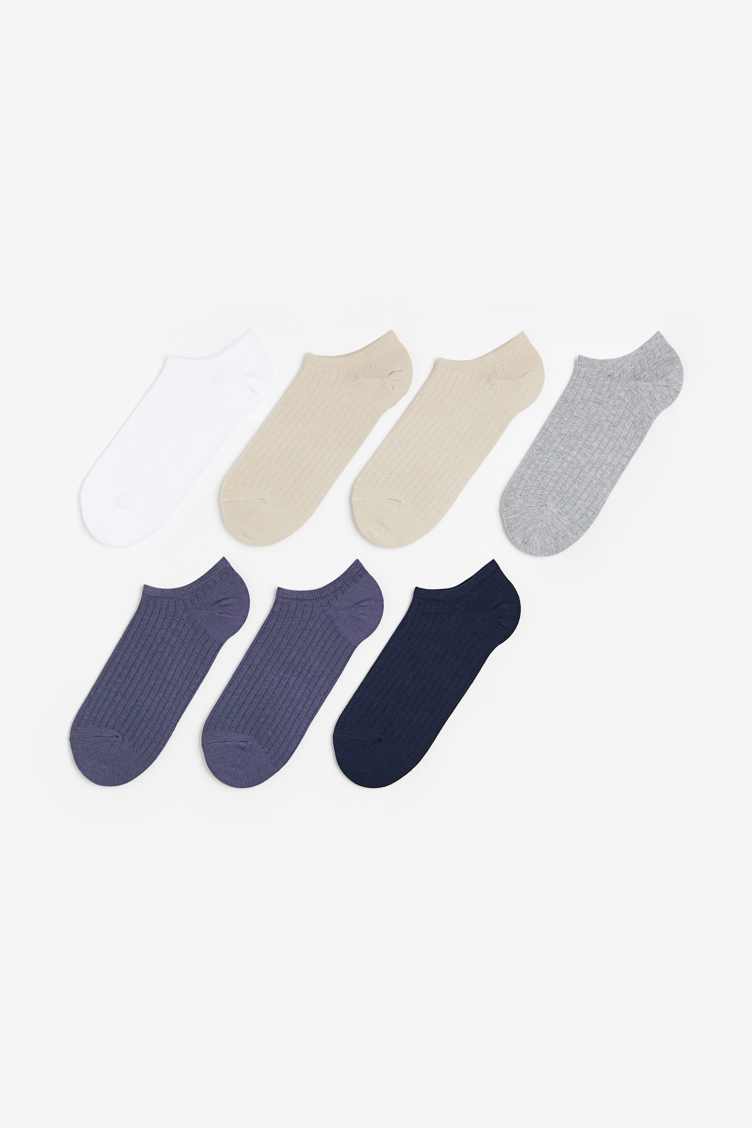 7-pack Sneaker Socks - Beige/Blue/Grey marle/Beige/Turquoise/Cream/Cream/Light green - 1