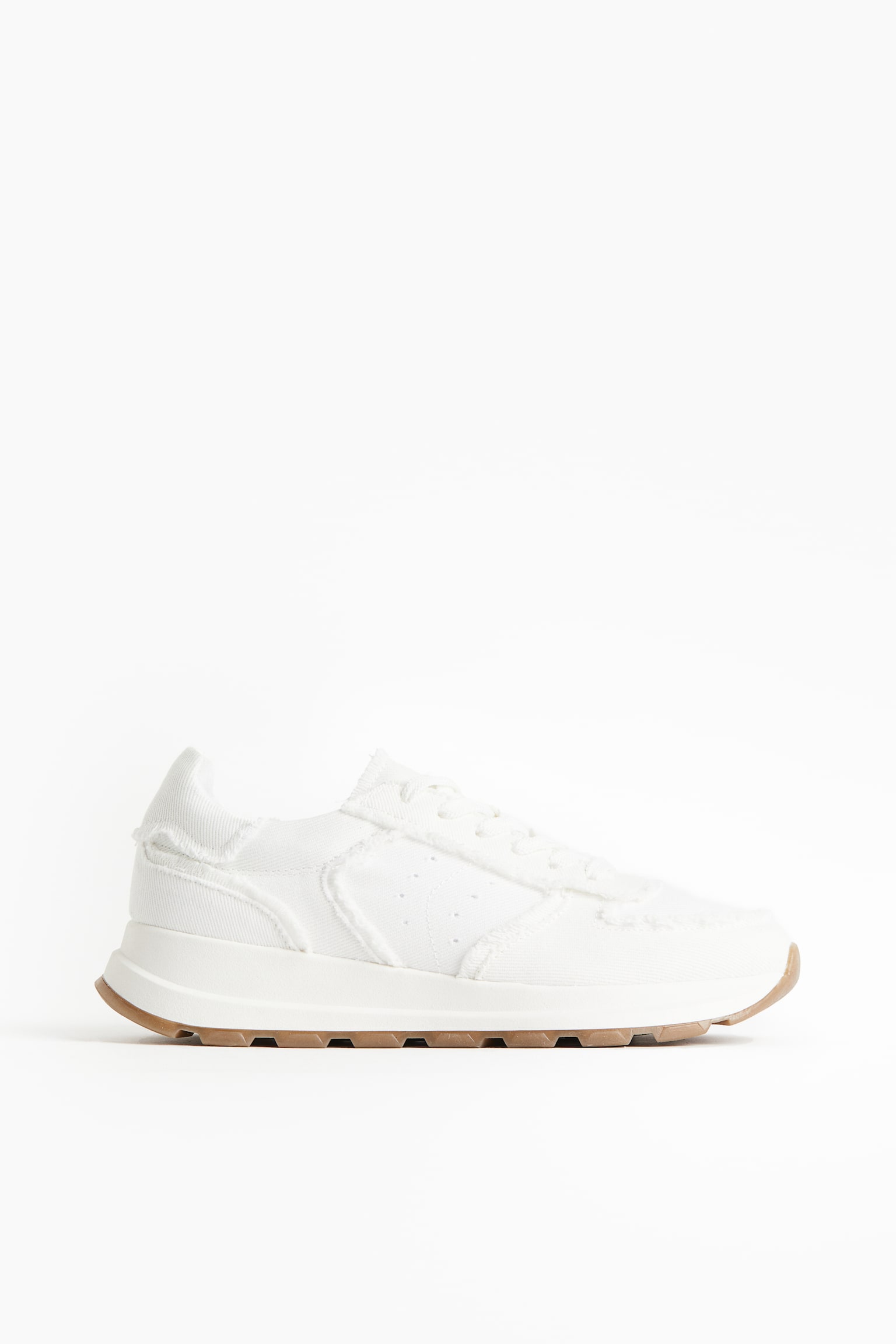 Frayed Edge Twill Sneakers - White - 1