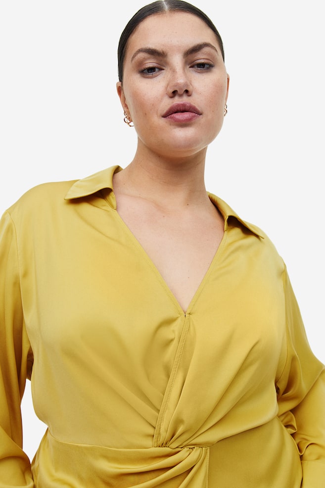 Twist-detail shirt dress - Yellow/Black/Yellow/Tie-dye - 4