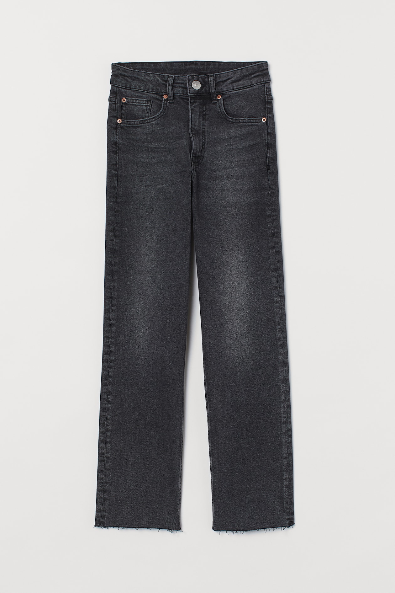 Straight High Ankle Jeans - High waist - Ankle-length - Dark gray ...