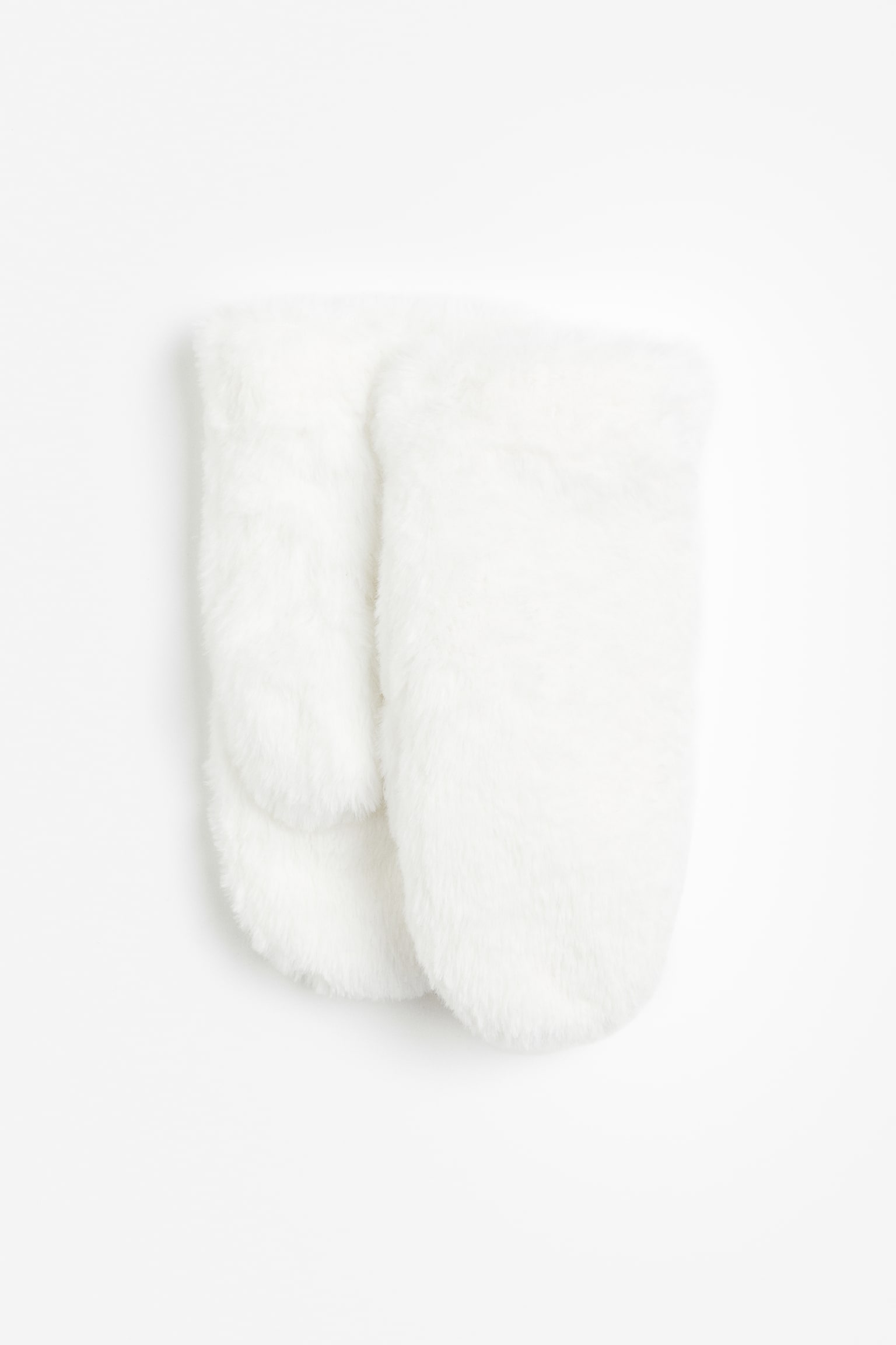 Fleece Lined Fluffy Mittens - White/Purple - 1