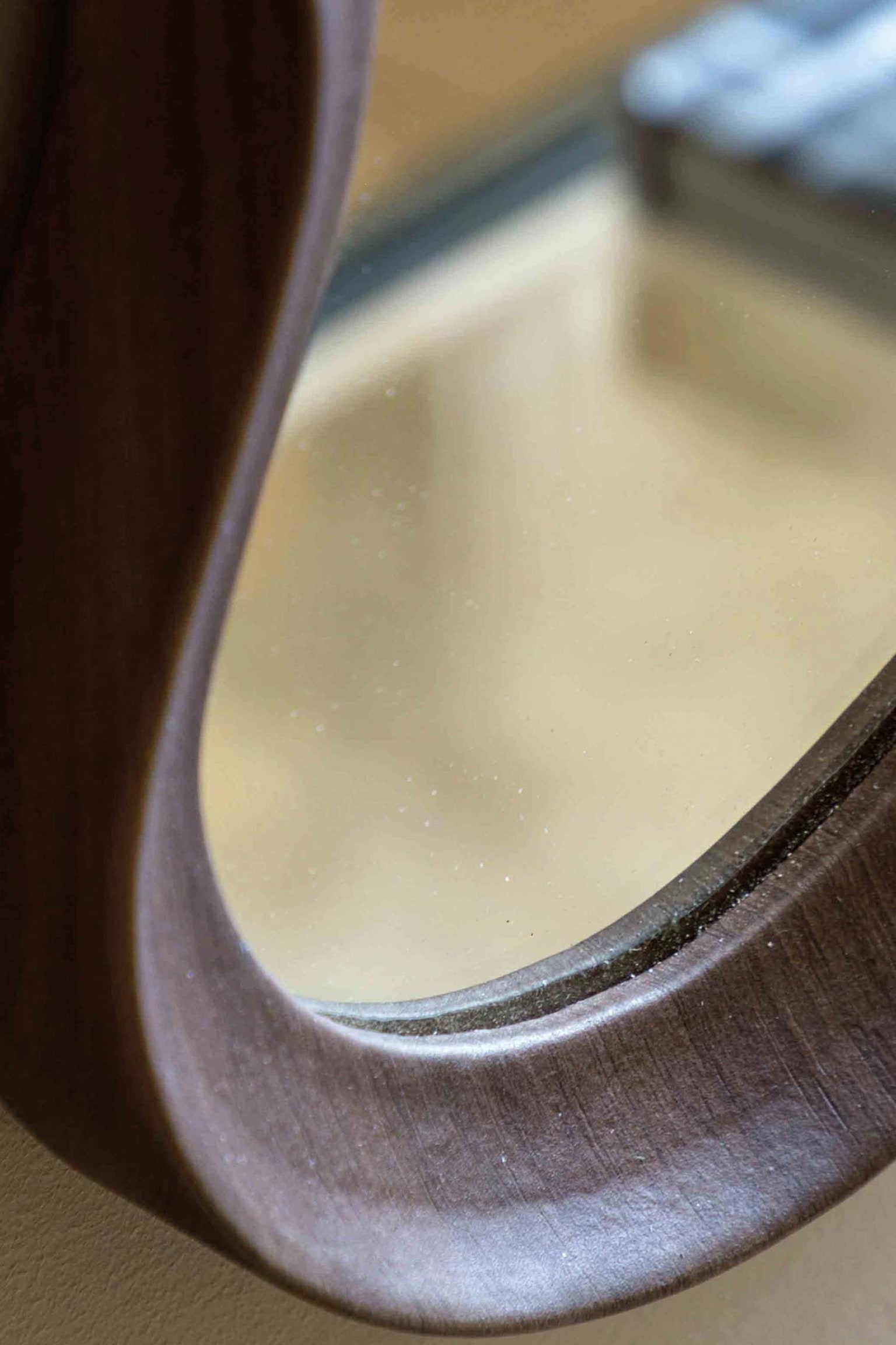 Wavy Edge Short Mirror - Dark Wood/Light Wood - 6