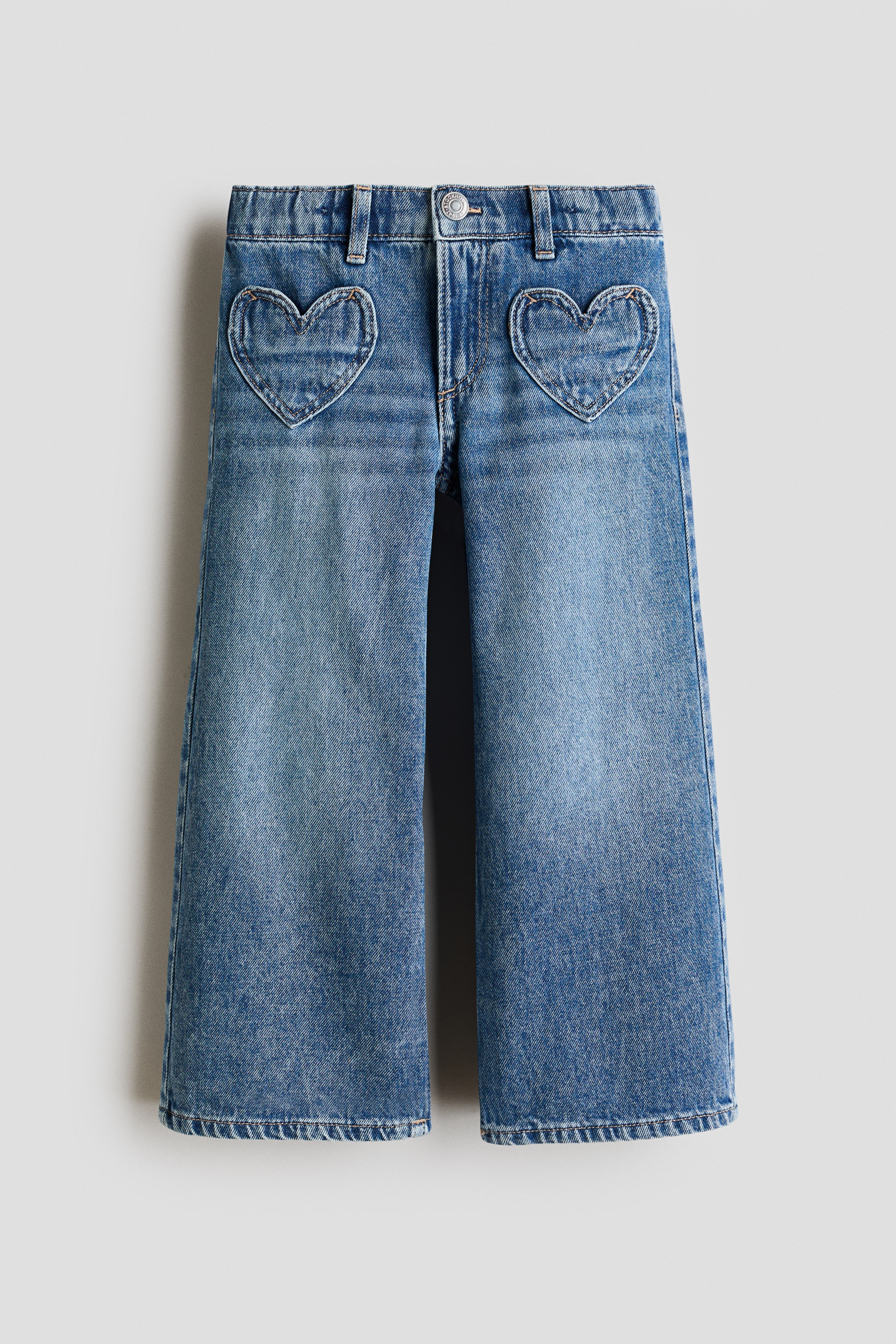 Loose Fit Wide Leg Jeans - Denim blue/Light denim blue/Light denim blue/Polka dot