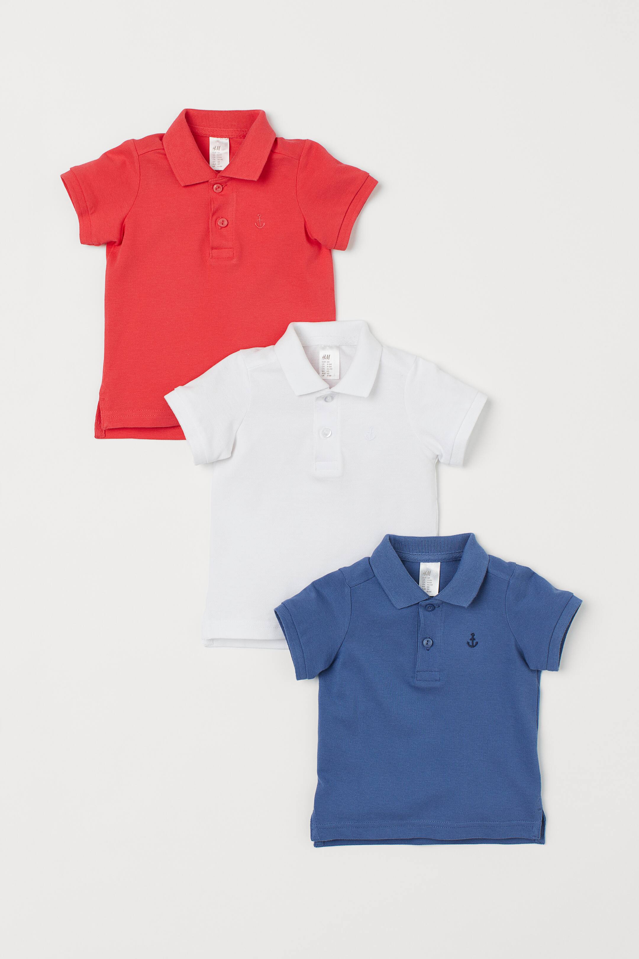 Größeres Bild ansehen: 3er-Pack Poloshirts - Weiß/Blau/Hellrot - Kids | H&M DE 1