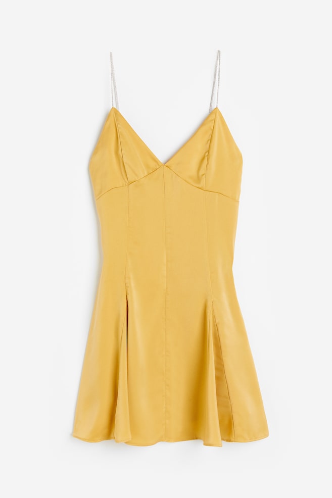 Rhinestone-strap dress - Yellow - 2
