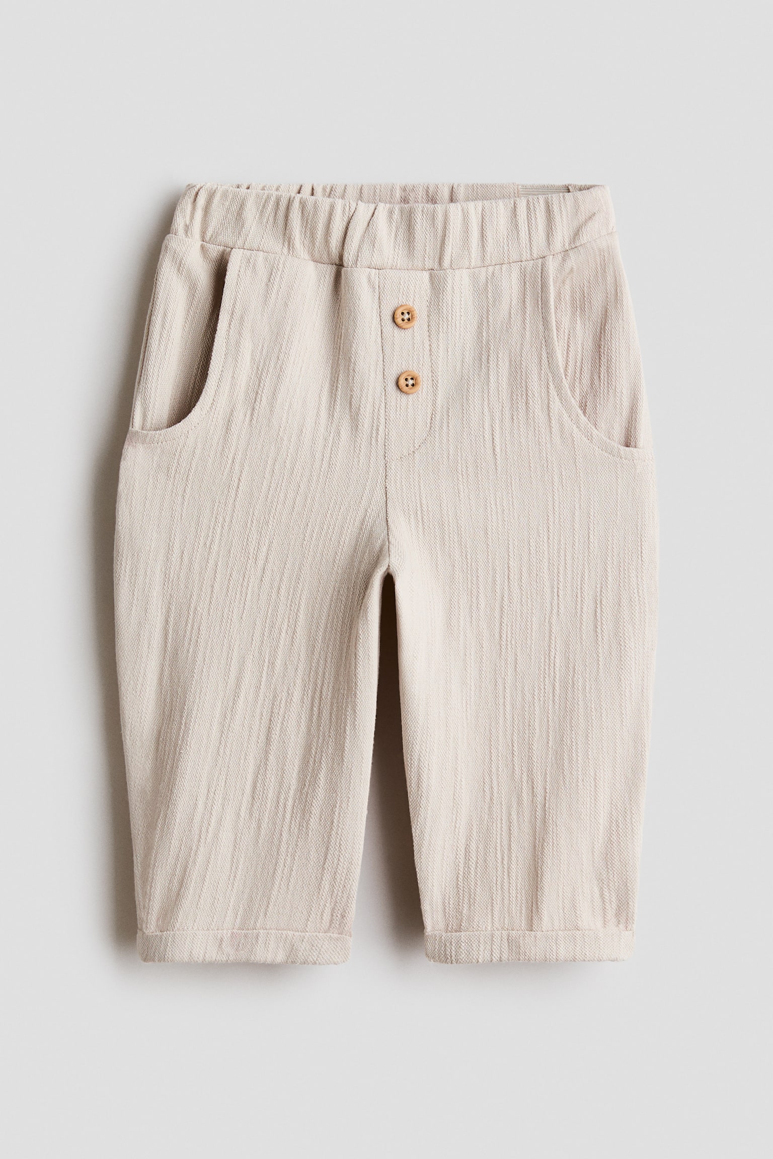 Pantalón en punto texturizado - Beige claro/Azul claro