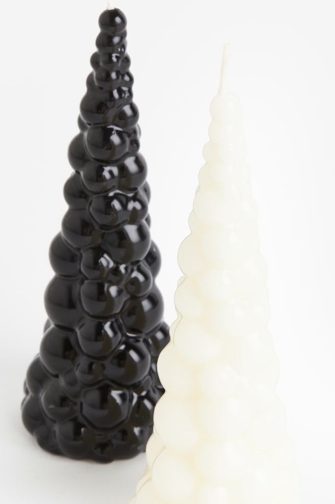 Tree-shaped candle - Black/White/Black/White - 2