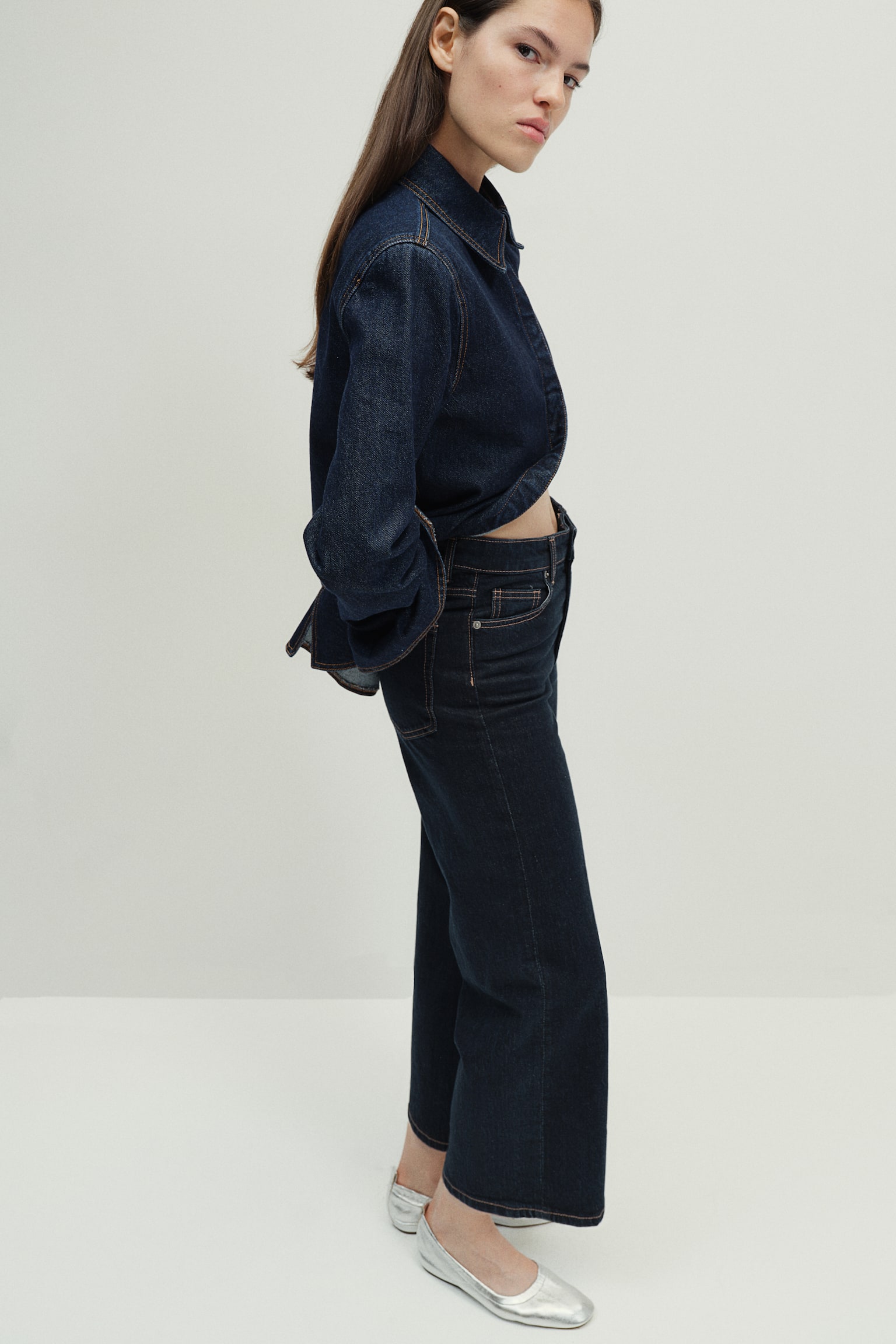 Wide High Cropped Jeans - Dark denim blue/Denim blue/Light beige/Light denim blue/Pale denim blue - 5