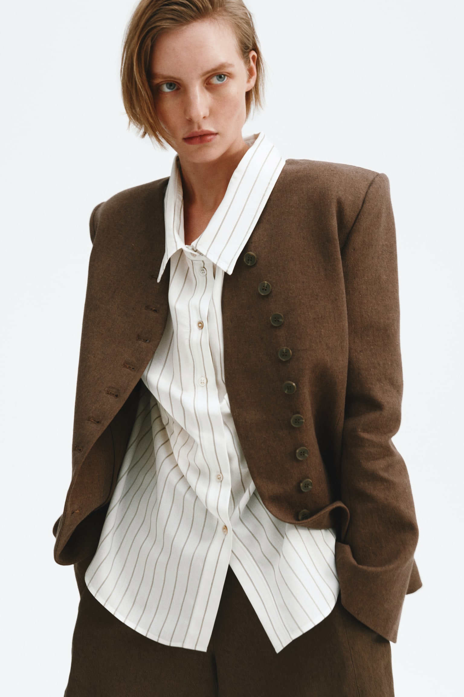 Oversized shirt - White/Striped - 3