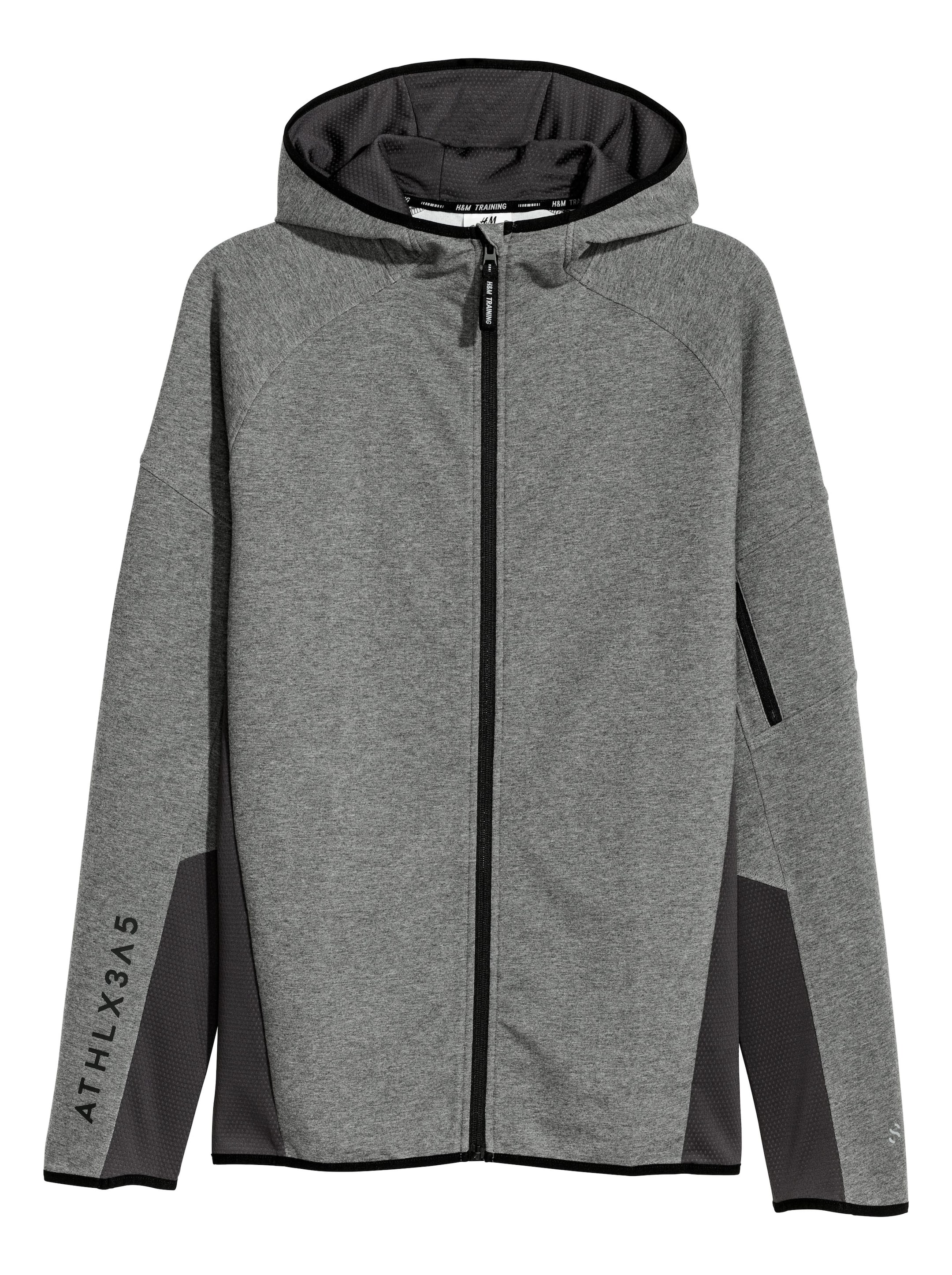 Näytä suurempi kuva: Hupullinen treenitakki - Tumma harmaameleerattu - MIEHET | H&M FI 1