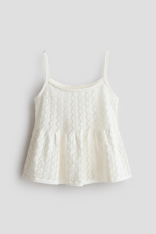 Pointelle-Knit Camisole Top - Ivory/Dark brown - 1