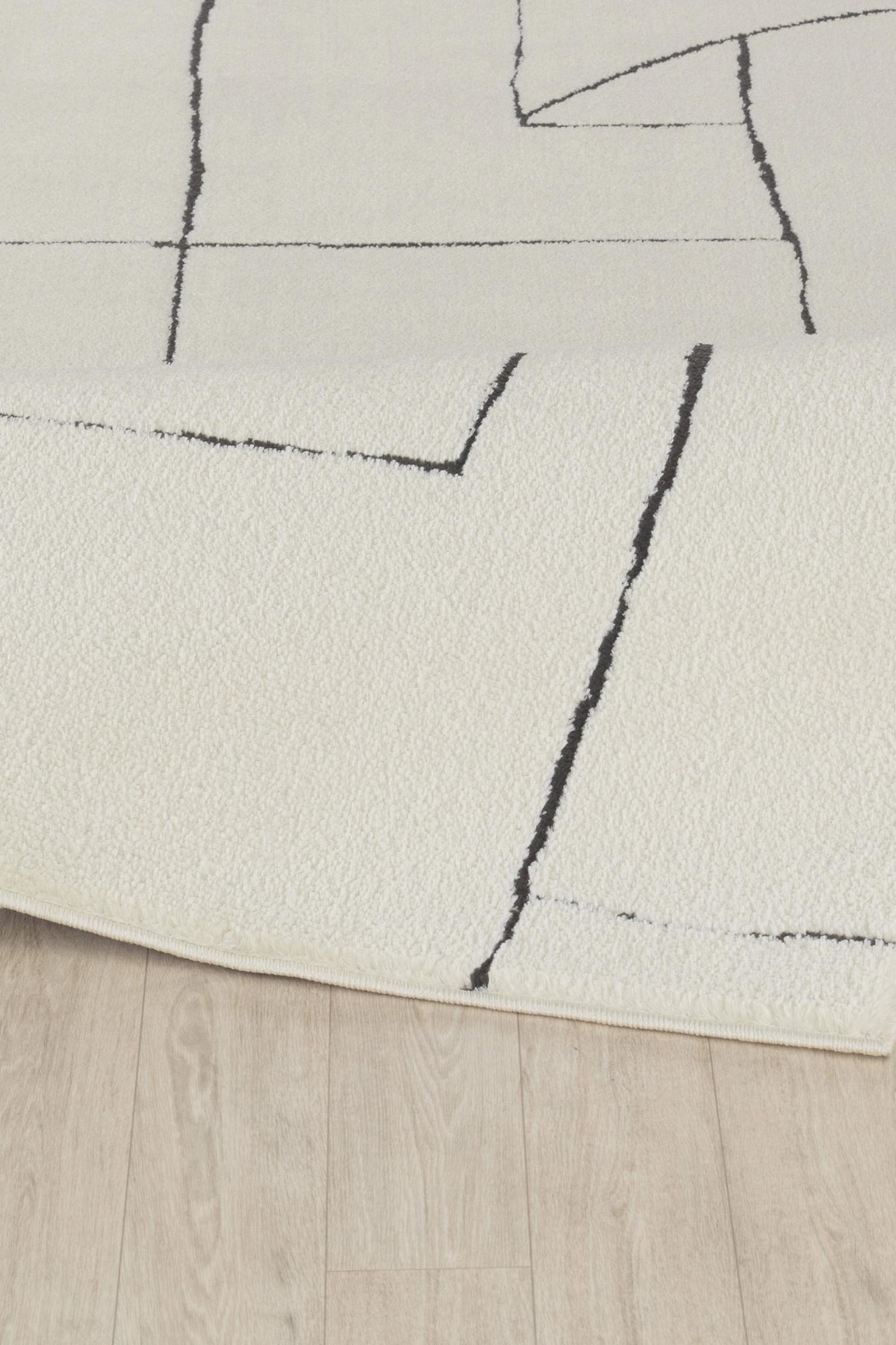 Scandi Modern High Pile Area Rug - Ivory/White - 6