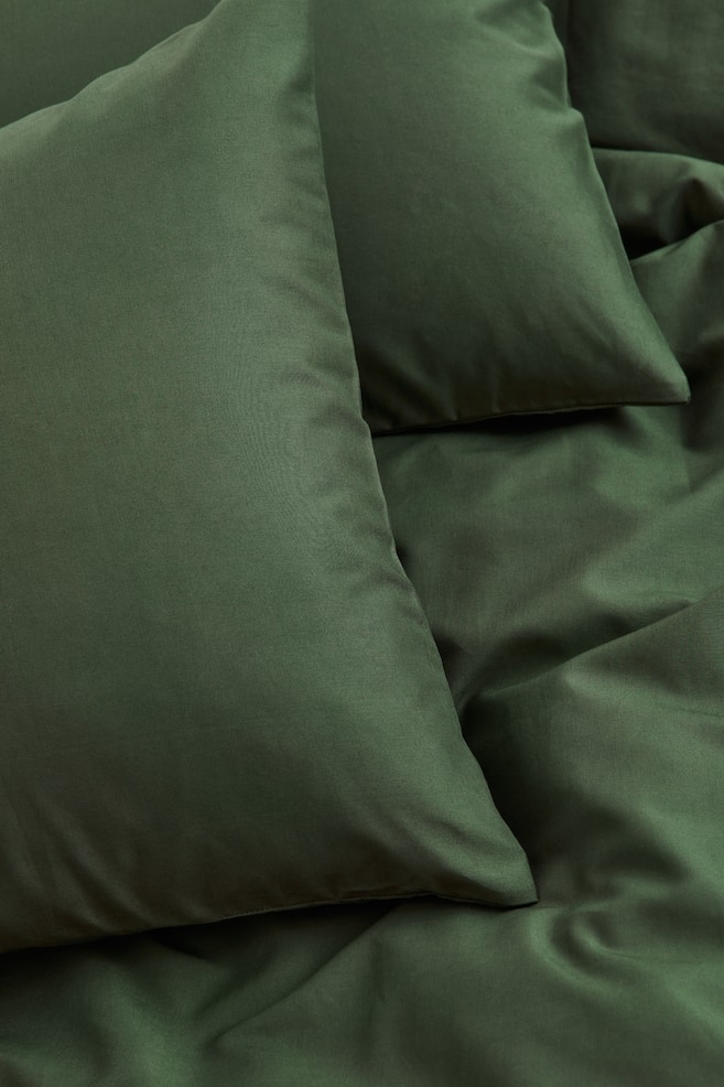 Dobbelt/King size sengesett i bomull - Mørk grønn/Hvit/Lys beige/Salvie-grønn/dc/dc - 3